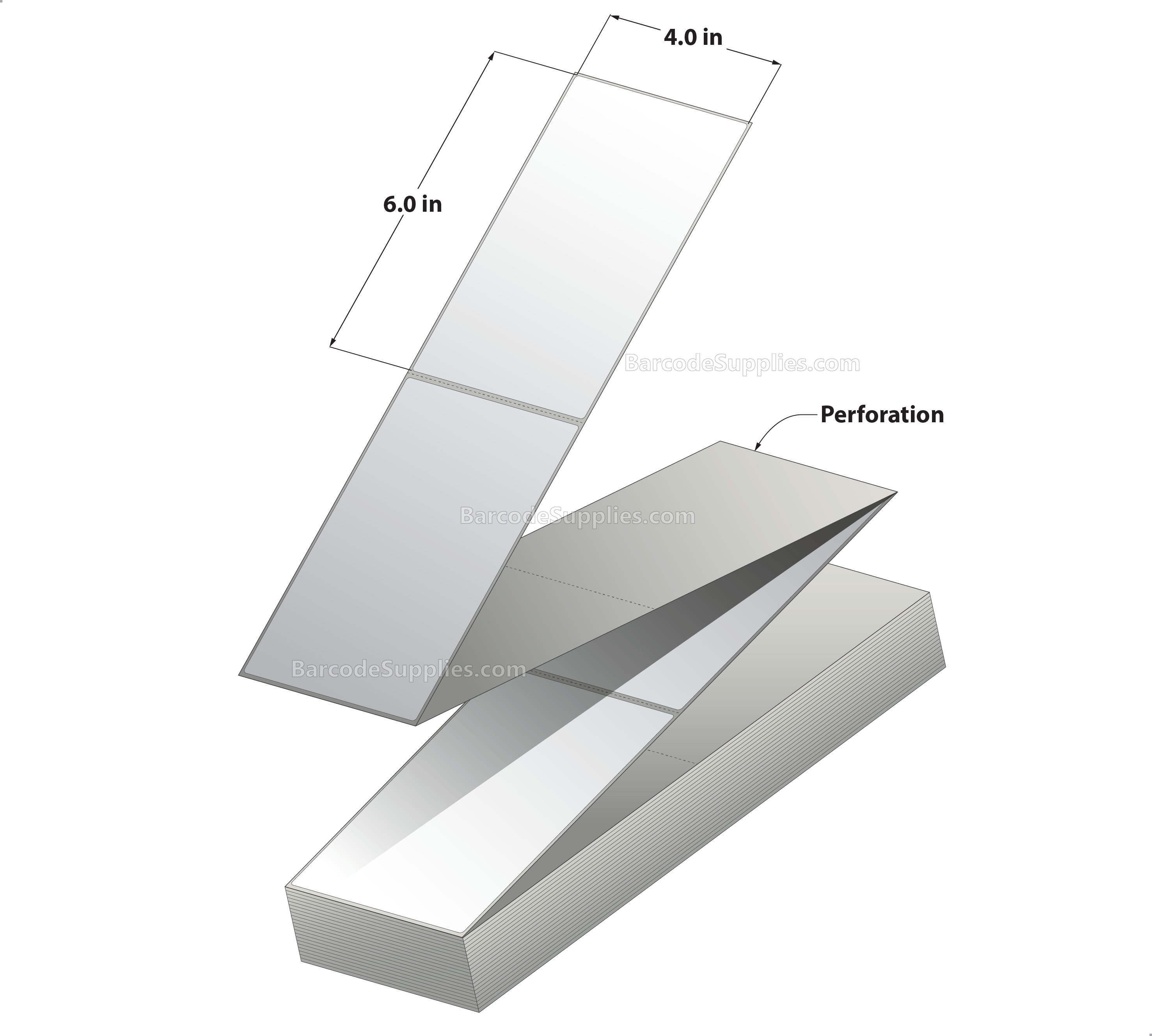 4.00 x 6.00 Direct Thermal Labels - Fan Fold - 4000 Labels