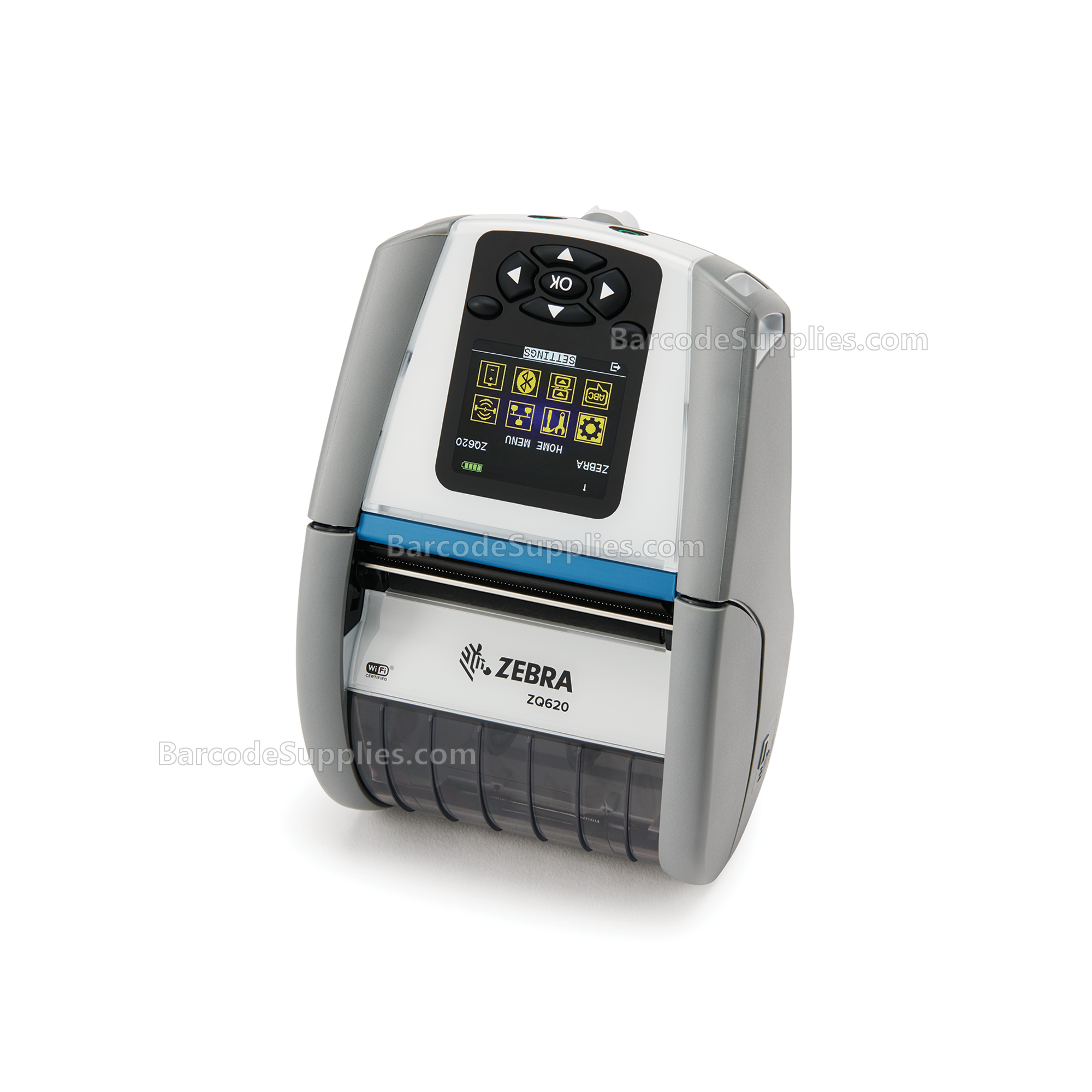 Zebra DT Printer ZQ620 Plus 3/72mm Healthcare; English fonts, Dual 802.11AC/BT4.x, Linered Platen, 0.75 core, Group 0, Belt Clip, No Battery Pack