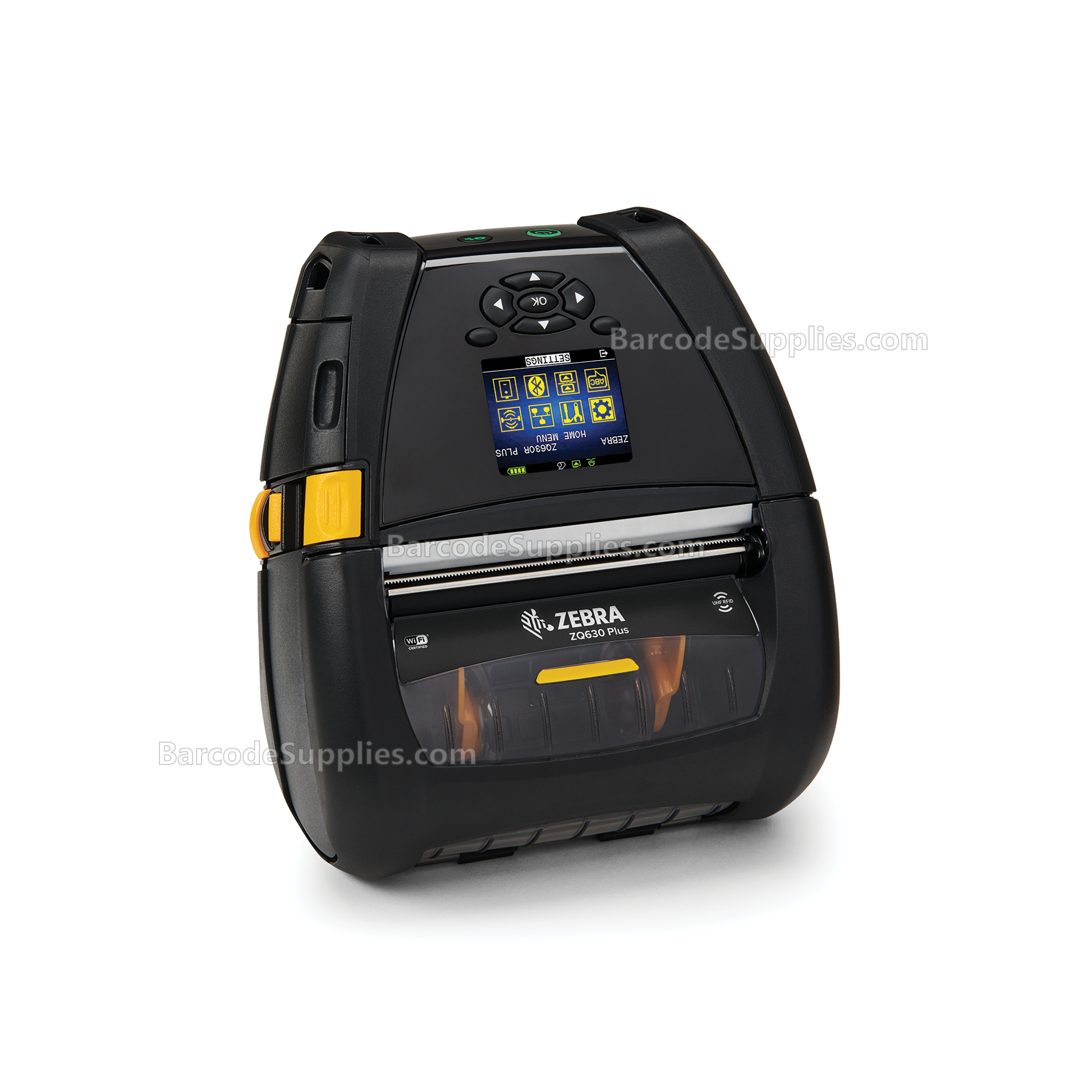 Zebra DT Printer ZQ630 Plus RFID; English fonts,Dual 802.11AC / BT4.x, Linered platen, 0.75 core, Group 0, Belt clip