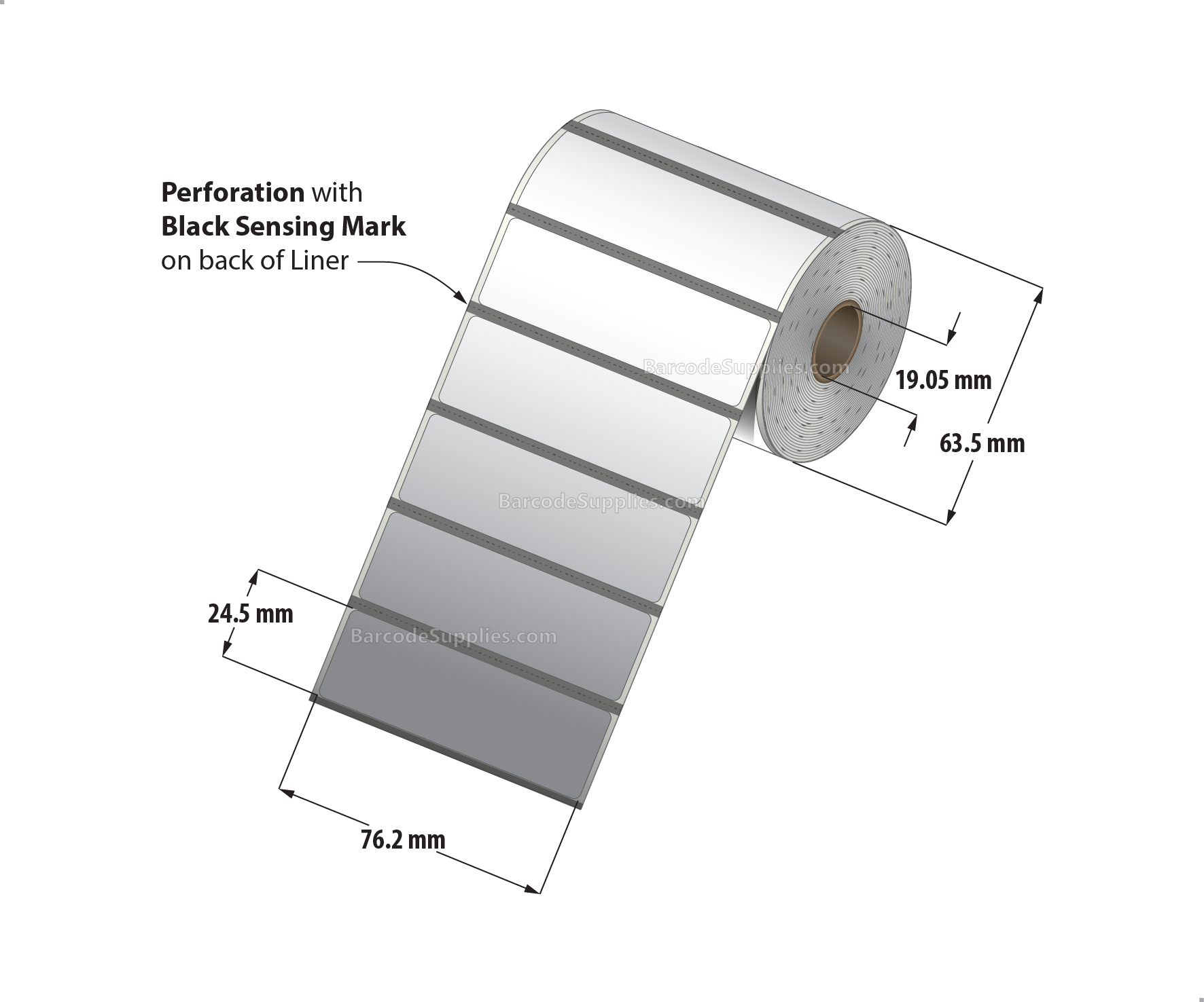 3 x 1 Direct Thermal White Labels With Acrylic Adhesive - Perforated - 560 Labels Per Roll - Carton Of 36 Rolls - 20160 Labels Total - MPN: RD-3-1-560-075