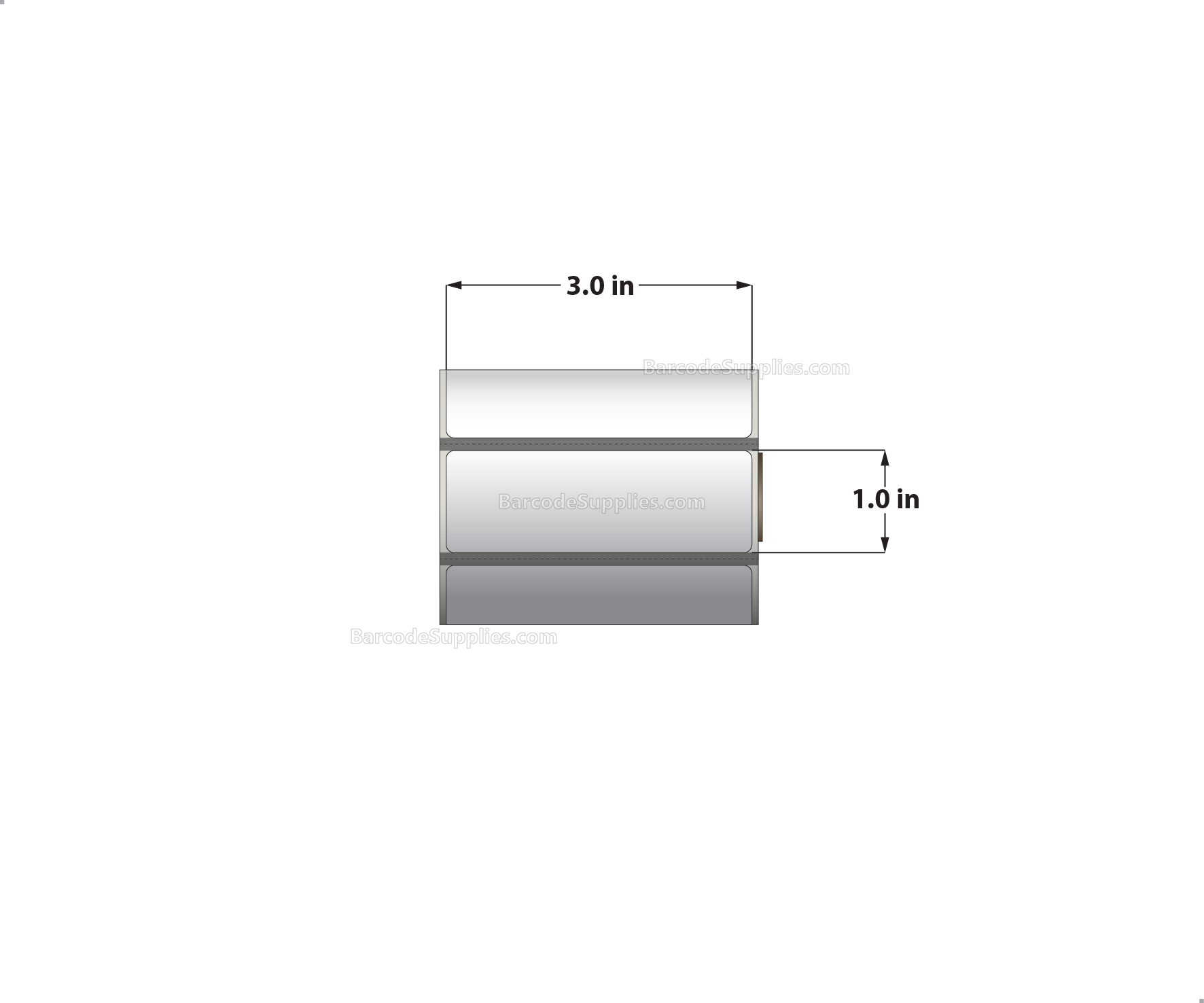 3 x 1 Direct Thermal White Labels With Acrylic Adhesive - Perforated - 560 Labels Per Roll - Carton Of 36 Rolls - 20160 Labels Total - MPN: RD-3-1-560-075
