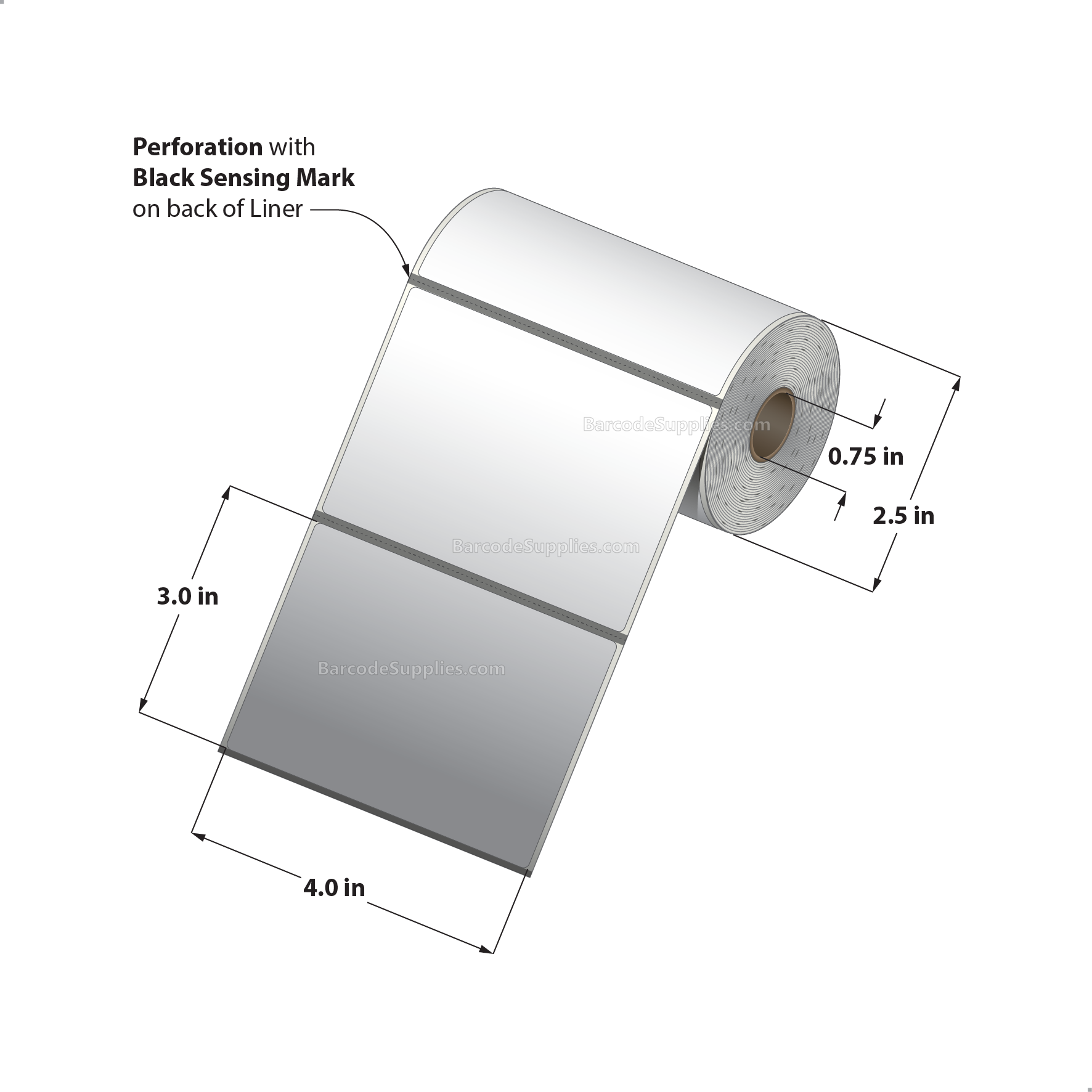 4 x 3 Direct Thermal White Labels With Acrylic Adhesive - Perforated - 200 Labels Per Roll - Carton Of 36 Rolls - 7200 Labels Total - MPN: RD-4-3-200-075