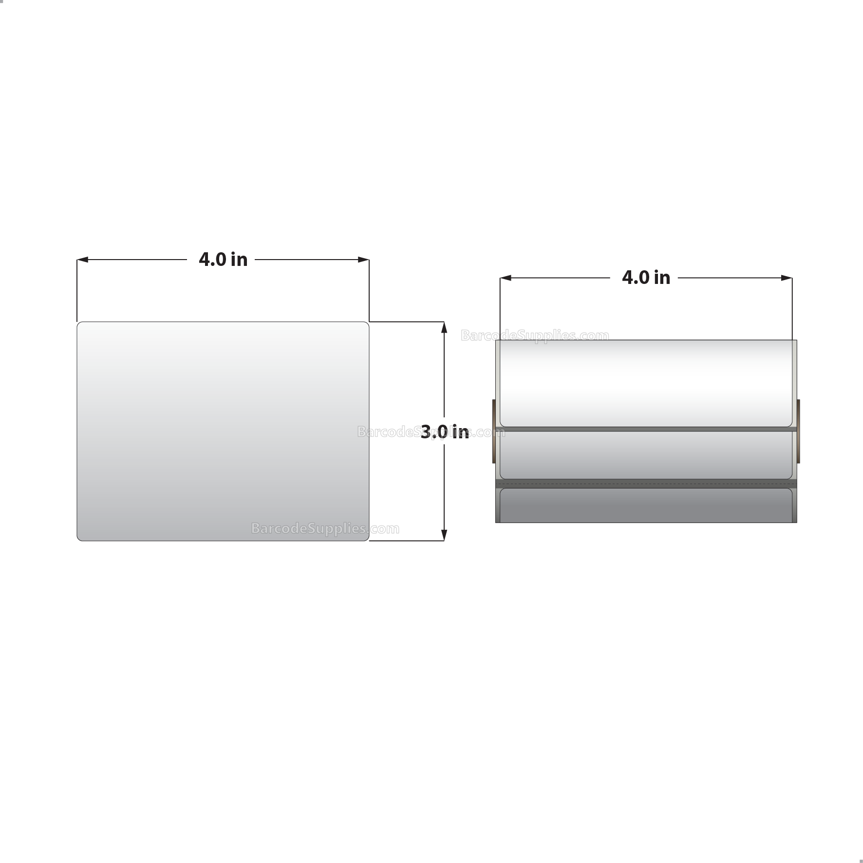 4 x 3 Direct Thermal White Labels With Acrylic Adhesive - Perforated - 200 Labels Per Roll - Carton Of 36 Rolls - 7200 Labels Total - MPN: RD-4-3-200-075