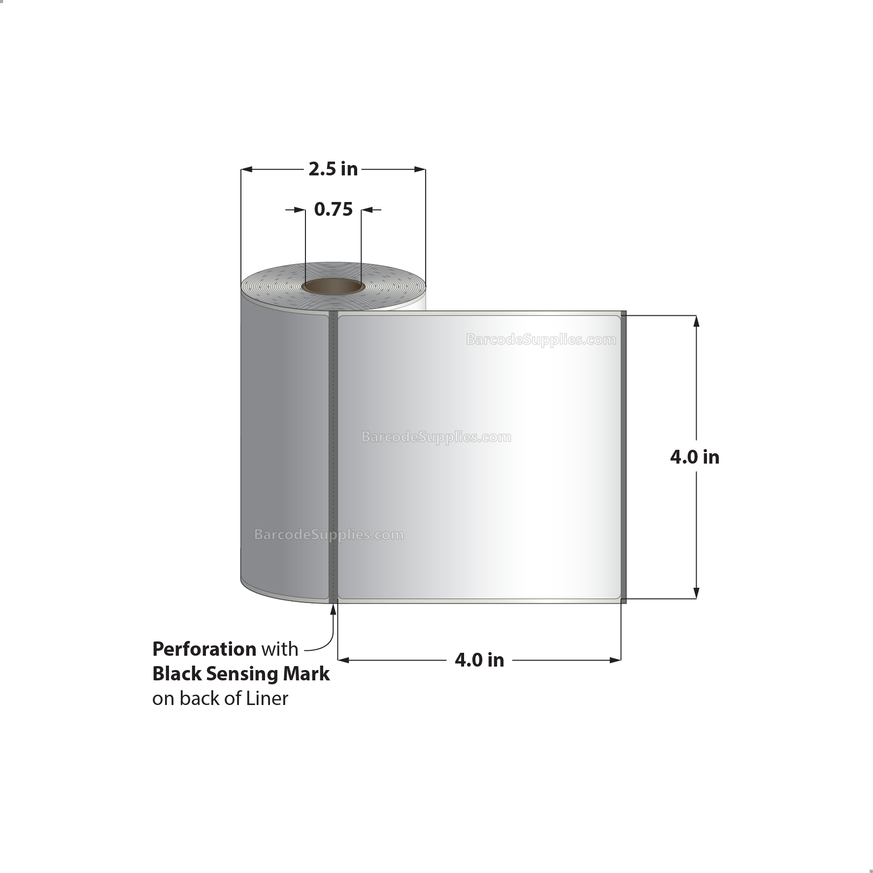 4 x 4 Direct Thermal White Labels With Acrylic Adhesive - Perforated - 160 Labels Per Roll - Carton Of 36 Rolls - 5760 Labels Total - MPN: RD-4-4-160-075