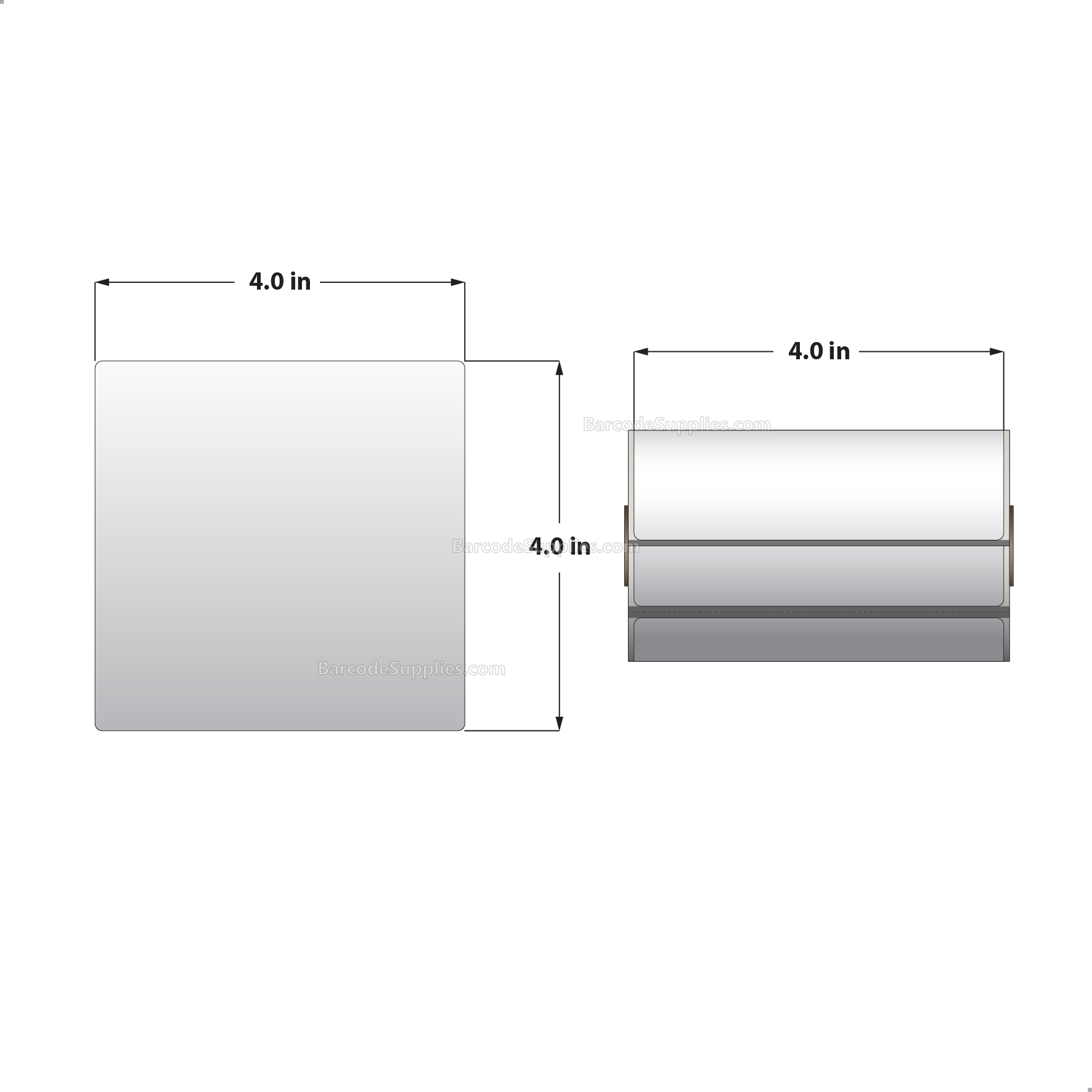 4 x 4 Direct Thermal White Labels With Rubber Adhesive - Perforated - 160 Labels Per Roll - Carton Of 36 Rolls - 5760 Labels Total - MPN: QLD400400-P