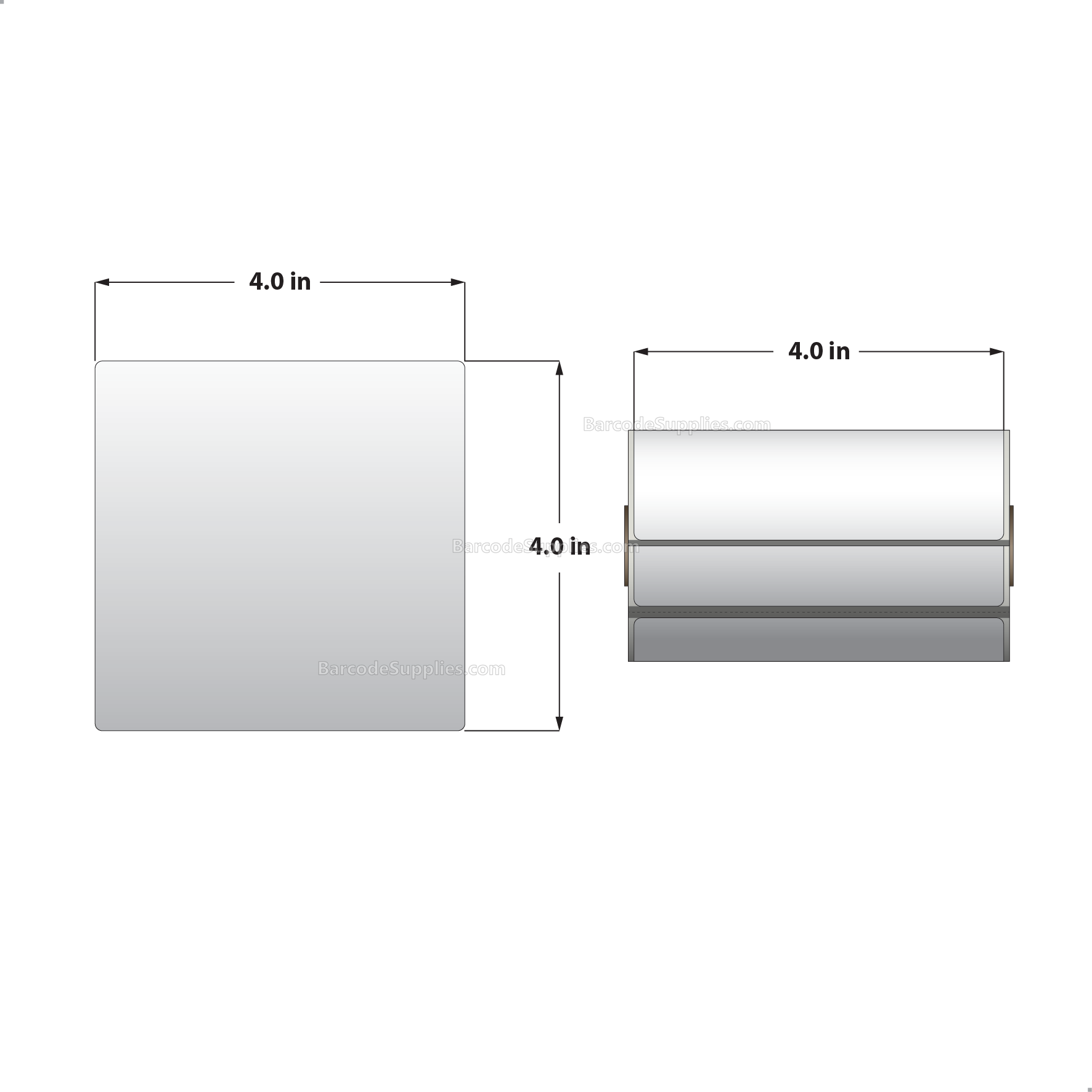 4 x 4 Direct Thermal White Labels With Acrylic Adhesive - Perforated - 160 Labels Per Roll - Carton Of 36 Rolls - 5760 Labels Total - MPN: RD-4-4-160-075