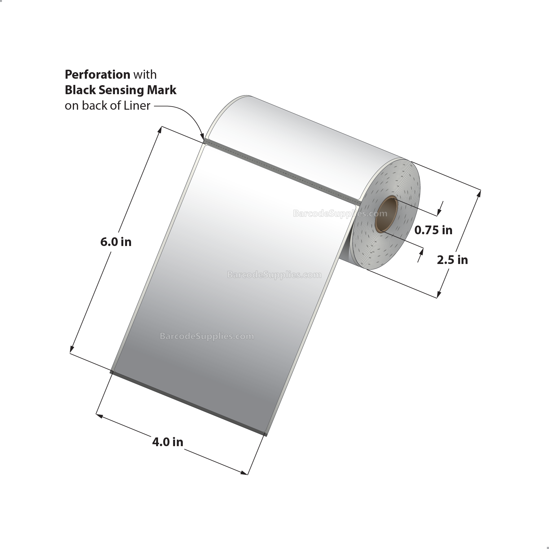 4 x 6 Direct Thermal White Labels With Acrylic Adhesive - Perforated - 105 Labels Per Roll - Carton Of 36 Rolls - 3780 Labels Total - MPN: RD-4-6-105-075