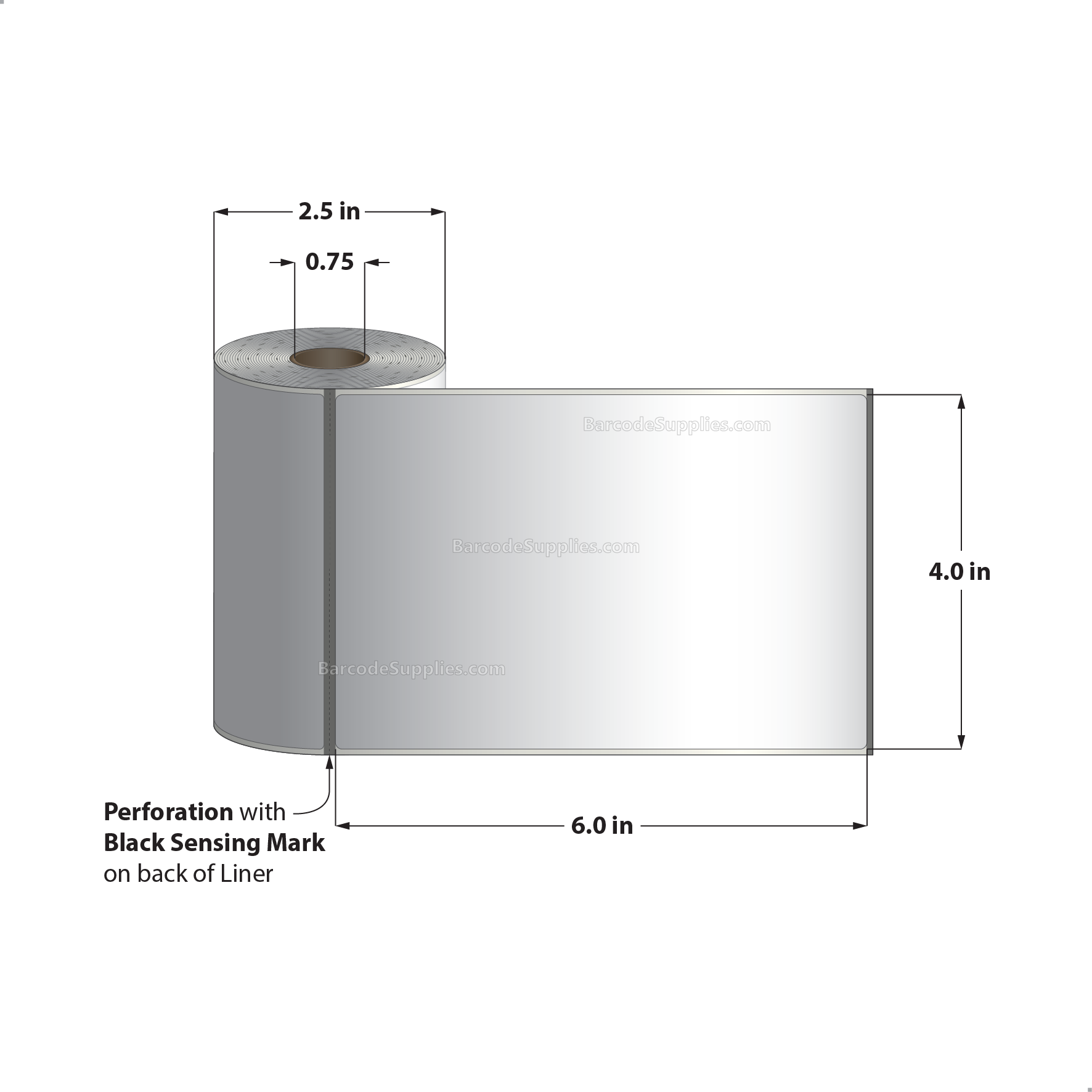 4 x 6 Direct Thermal White Labels With Rubber Adhesive - Perforated - 105 Labels Per Roll - Carton Of 36 Rolls - 3780 Labels Total - MPN: QLD400600-P