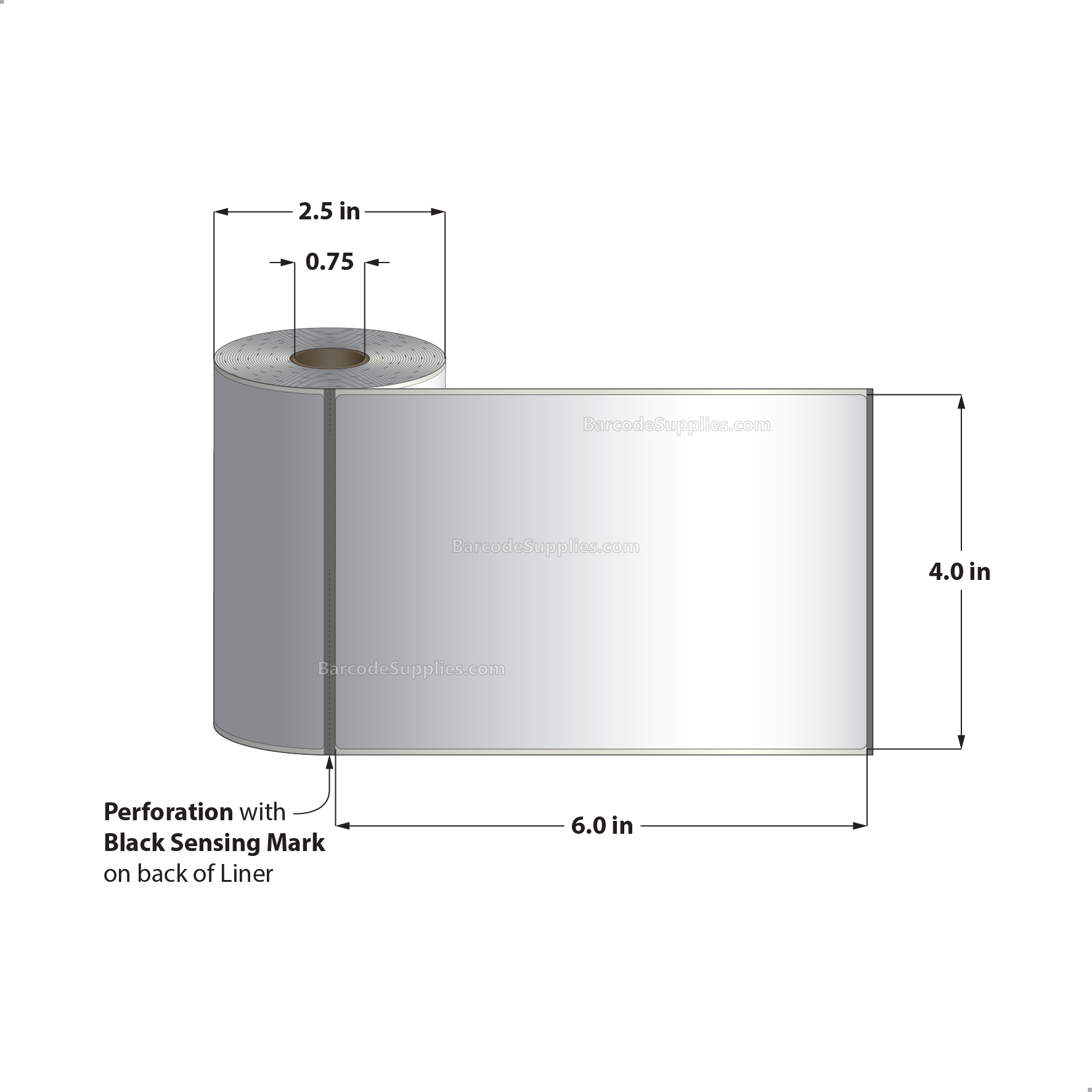 4 x 6 Direct Thermal White Labels With Acrylic Adhesive - Perforated - 105 Labels Per Roll - Carton Of 36 Rolls - 3780 Labels Total - MPN: RD-4-6-105-075