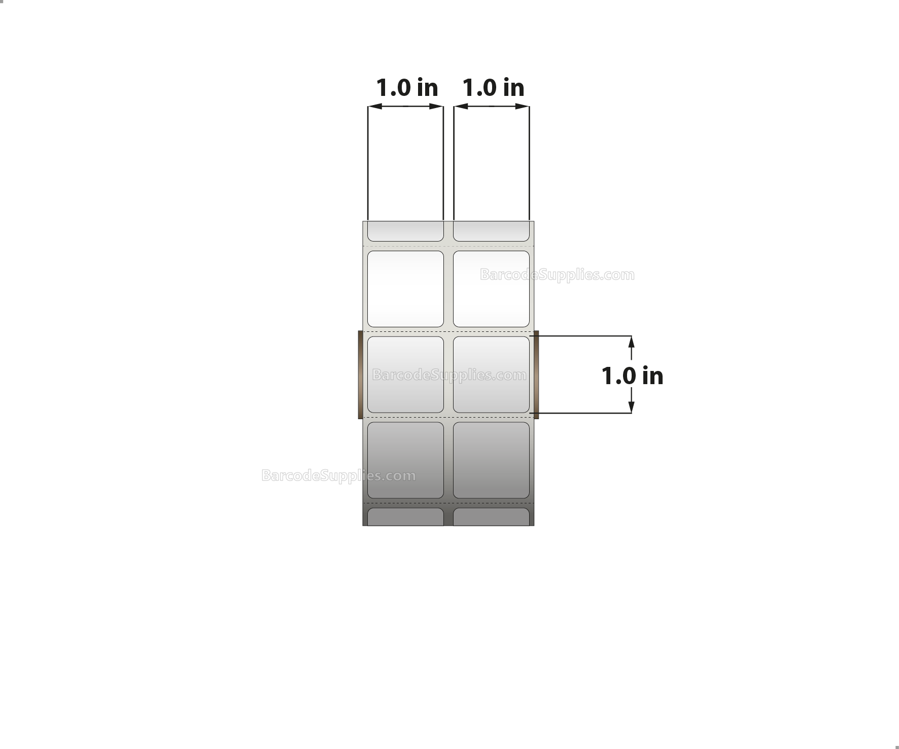 1 x 1 Direct Thermal White Labels With Acrylic Adhesive - Perforated - 2750 Labels Per Roll - Carton Of 12 Rolls - 33000 Labels Total - MPN: RD-1-1-2750-1