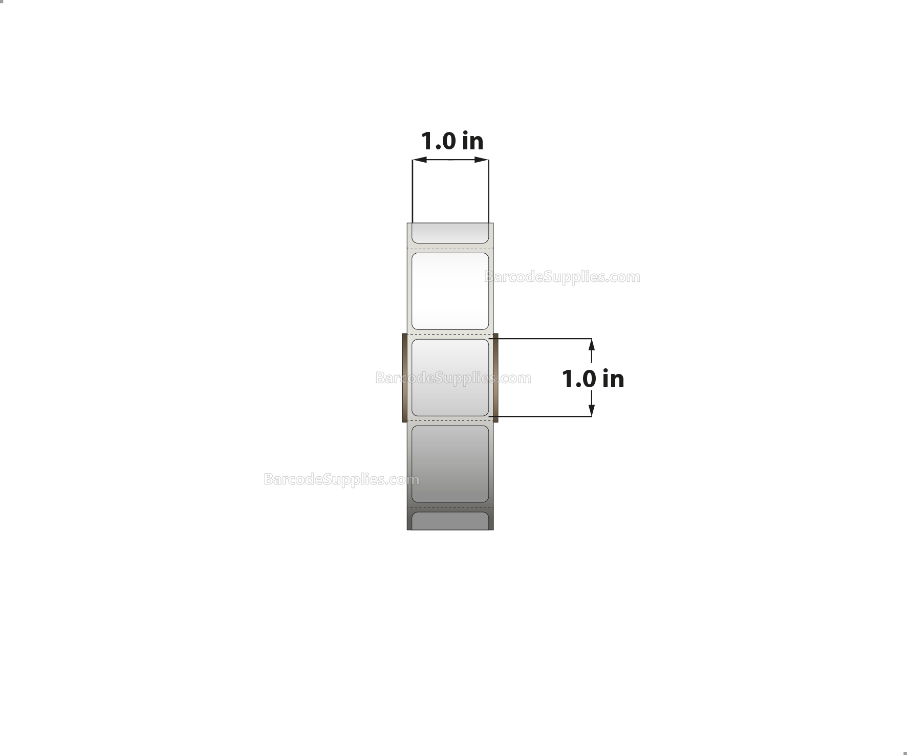 1 x 1 Thermal Transfer White Labels With Permanent Acrylic Adhesive - Perforated - 1310 Labels Per Roll - Carton Of 4 Rolls - 5240 Labels Total - MPN: TH151-14PTT