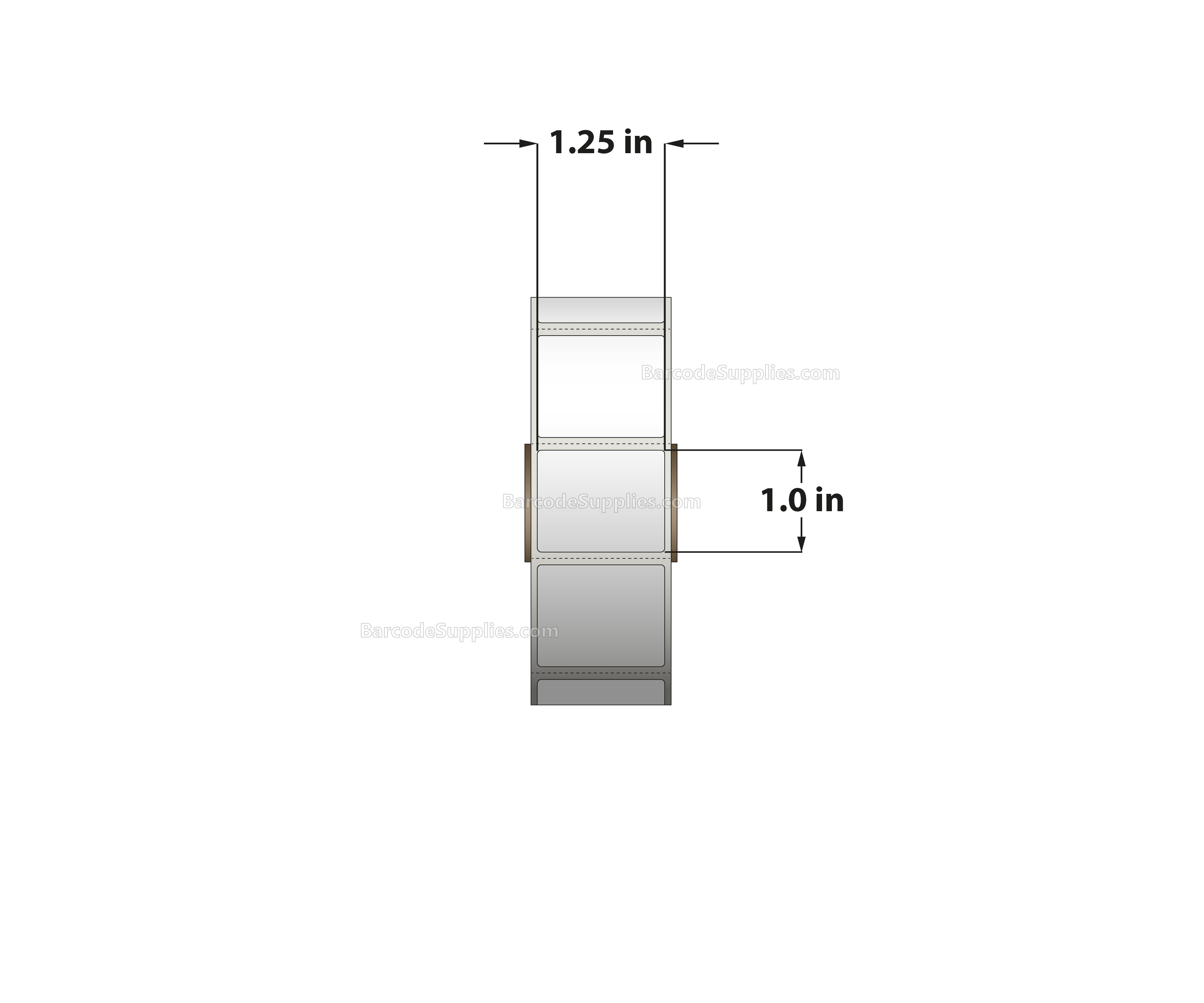 1.25 x 1 Direct Thermal White Labels With Acrylic Adhesive - Perforated - 1375 Labels Per Roll - Carton Of 12 Rolls - 16500 Labels Total - MPN: RD-125-1-1375-1 - BarcodeSource, Inc.