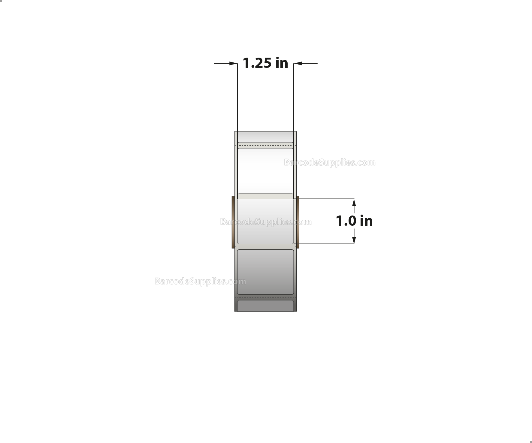 1.25 x 1 Direct Thermal White Labels With Rubber Adhesive - Perforated - 1380 Labels Per Roll - Carton Of 12 Rolls - 16560 Labels Total - MPN: RDT4-125100-1P