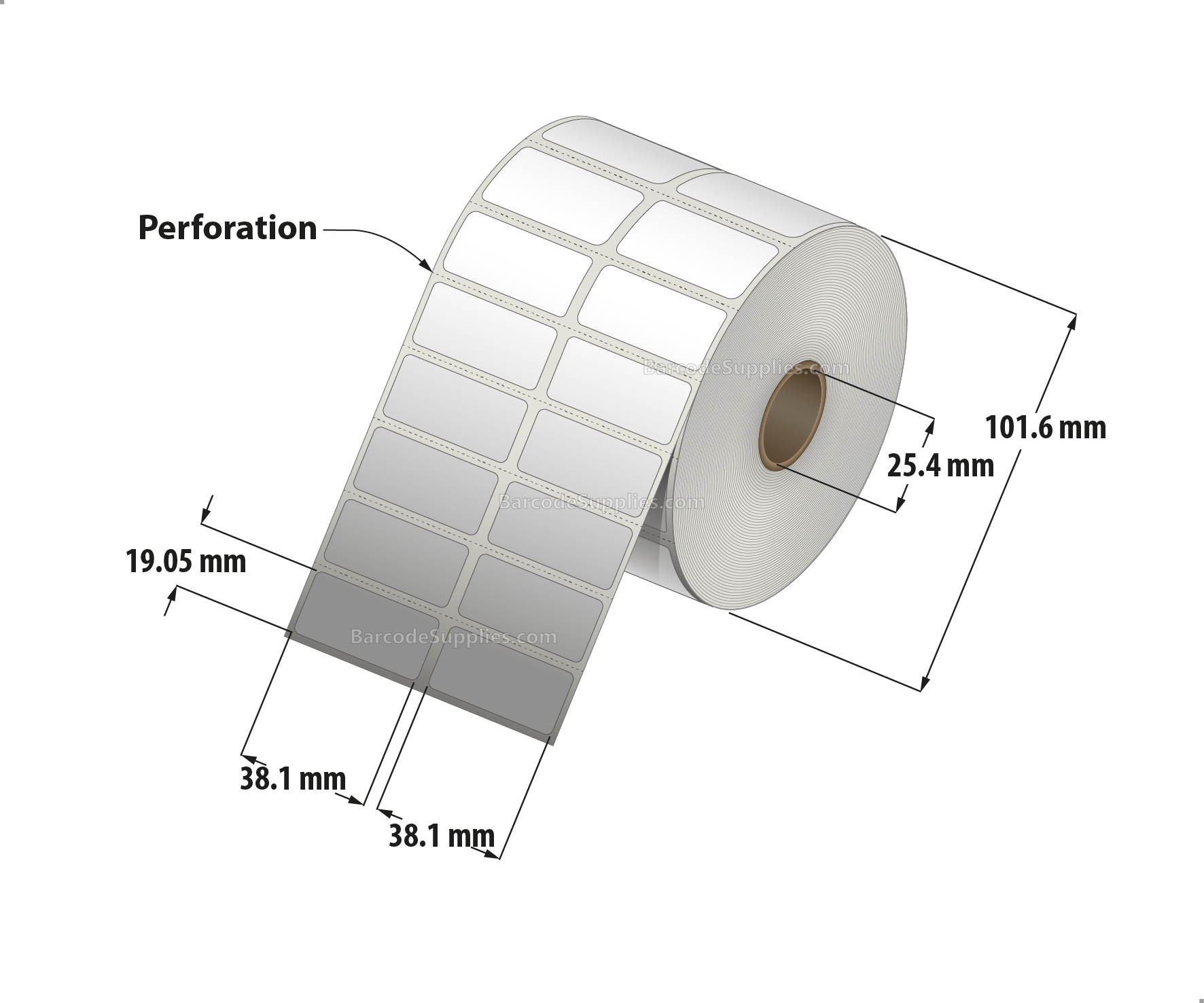 1.5 x 0.75 Direct Thermal White Labels With Acrylic Adhesive - Perforated - 3500 Labels Per Roll - Carton Of 12 Rolls - 42000 Labels Total - MPN: RD-15-075-3500-1