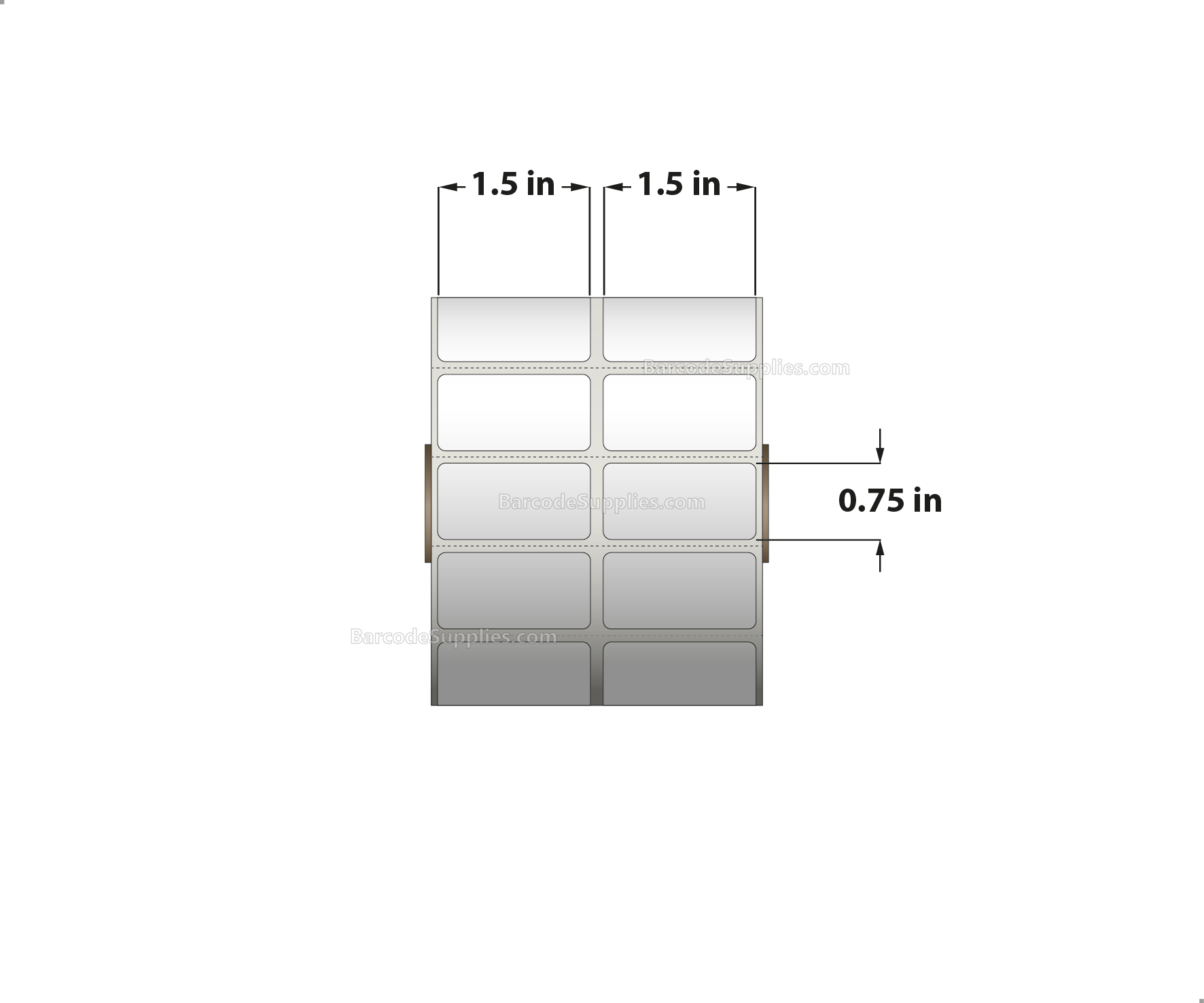 1.5 x 0.75 Direct Thermal White Labels With Acrylic Adhesive - Perforated - 3500 Labels Per Roll - Carton Of 12 Rolls - 42000 Labels Total - MPN: RD-15-075-3500-1