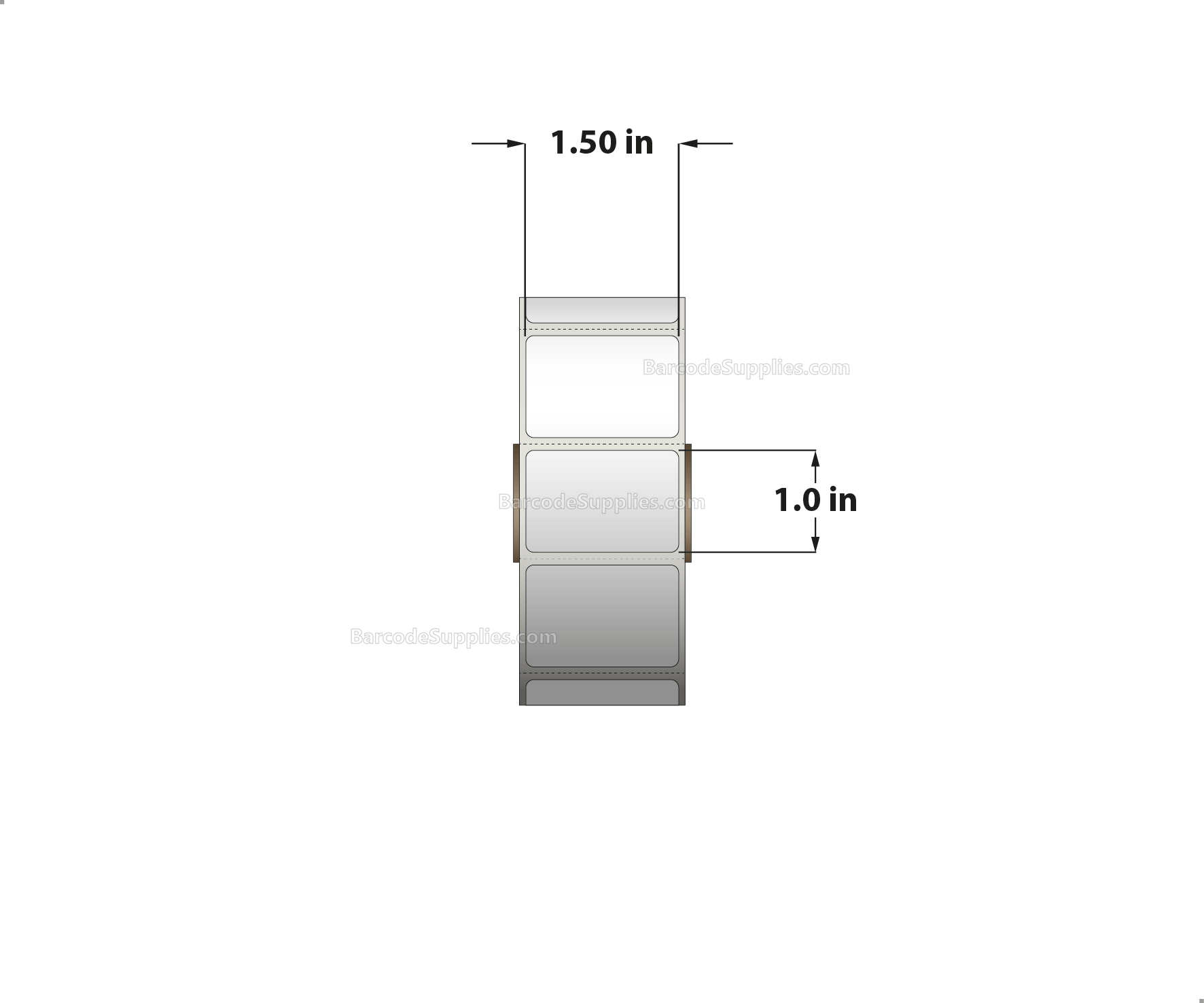 1.5 x 1 Direct Thermal White Labels With Acrylic Adhesive - Perforated - 1375 Labels Per Roll - Carton Of 12 Rolls - 16500 Labels Total - MPN: RD-15-1-1375-1