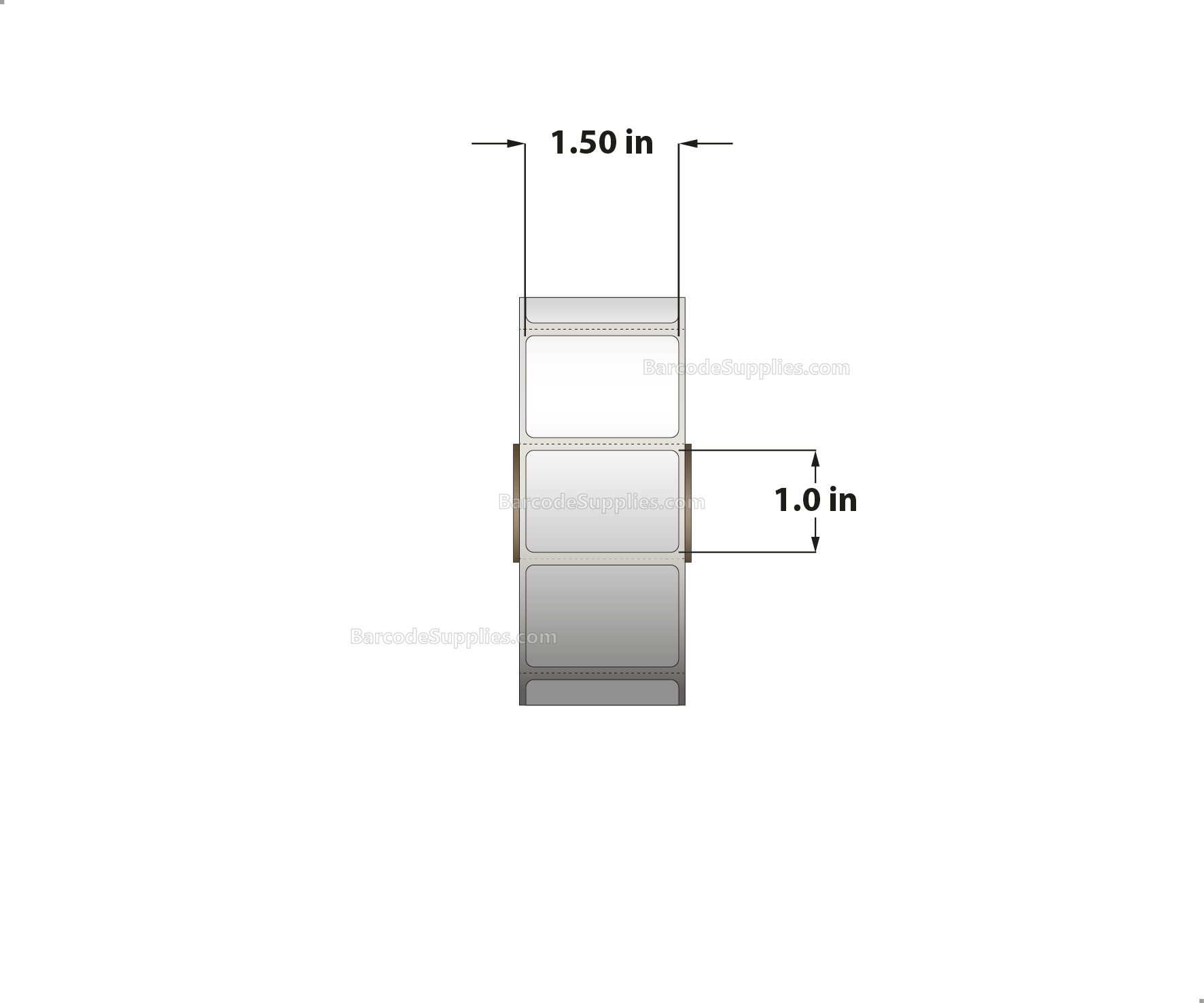 1.5 x 1 Thermal Transfer White Labels With Permanent Adhesive - Perforated - 1375 Labels Per Roll - Carton Of 12 Rolls - 16500 Labels Total - MPN: RT-15-1-1375-1