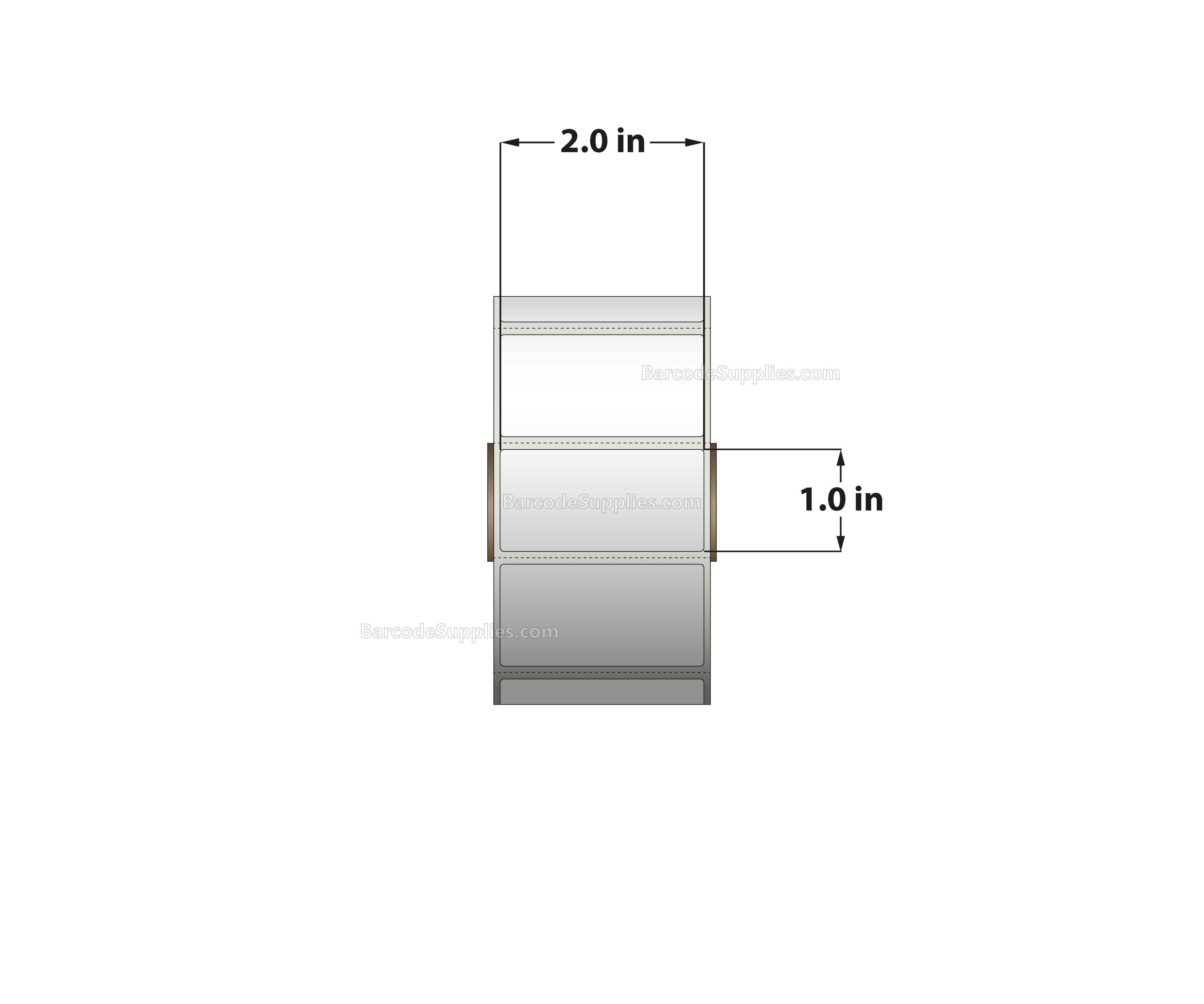 2 x 1 Thermal Transfer White Labels With Permanent Adhesive - Perforated - 1375 Labels Per Roll - Carton Of 12 Rolls - 16500 Labels Total - MPN: RT-2-1-1375-1 - BarcodeSource, Inc.