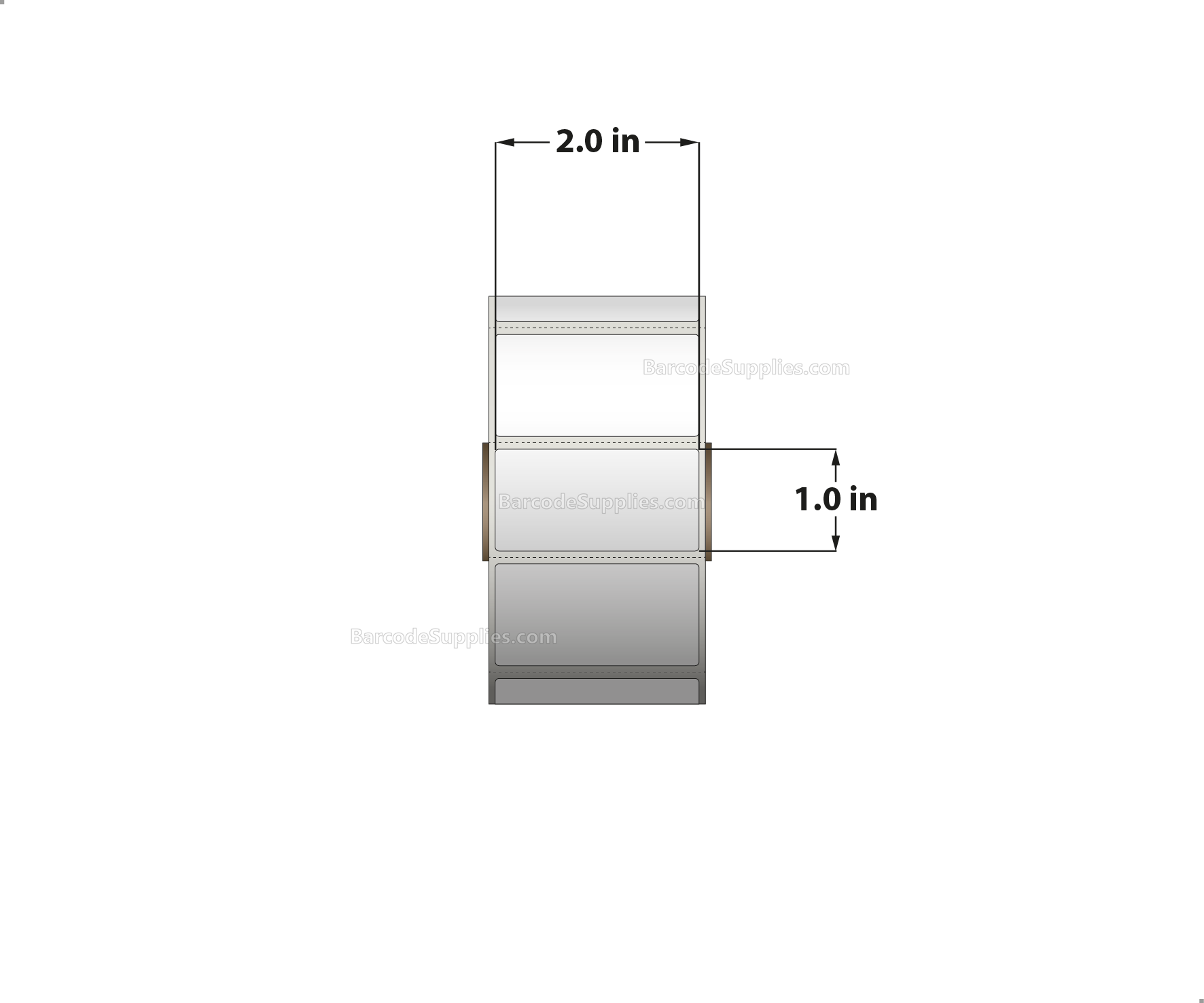 2 x 1 Direct Thermal White Labels With Rubber Adhesive - Perforated - 1310 Labels Per Roll - Carton Of 12 Rolls - 15720 Labels Total - MPN: RDT4-200100-1P
