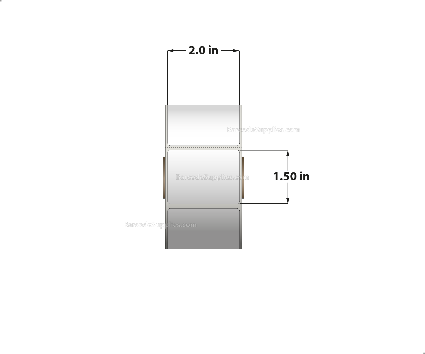 2 x 1.5 Direct Thermal White Labels With Acrylic Adhesive - Perforated - 960 Labels Per Roll - Carton Of 12 Rolls - 11520 Labels Total - MPN: RD-2-15-960-1