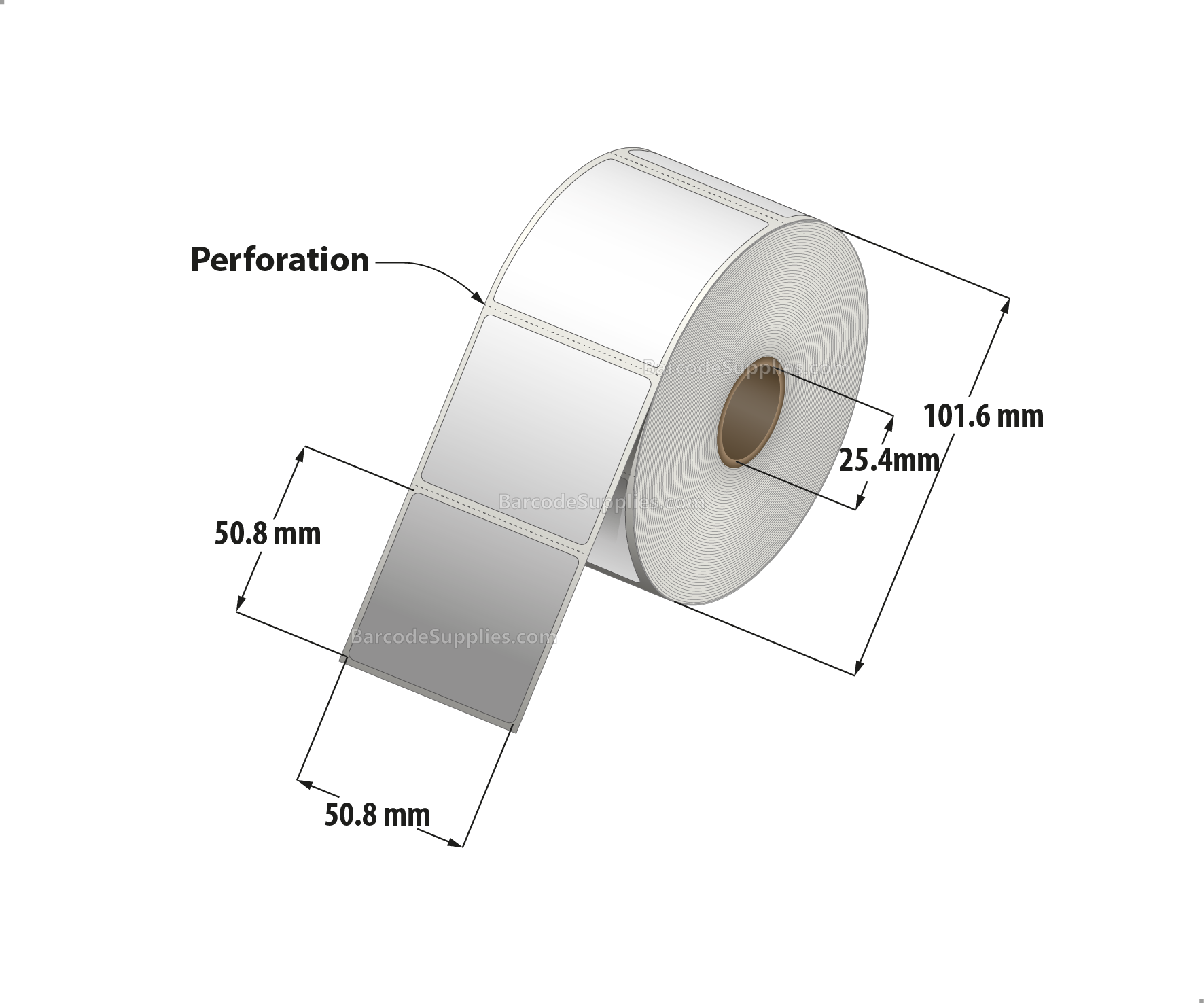 2 x 2 Direct Thermal White Labels With Acrylic Adhesive - Perforated - 735 Labels Per Roll - Carton Of 12 Rolls - 8820 Labels Total - MPN: RD-2-2-735-1