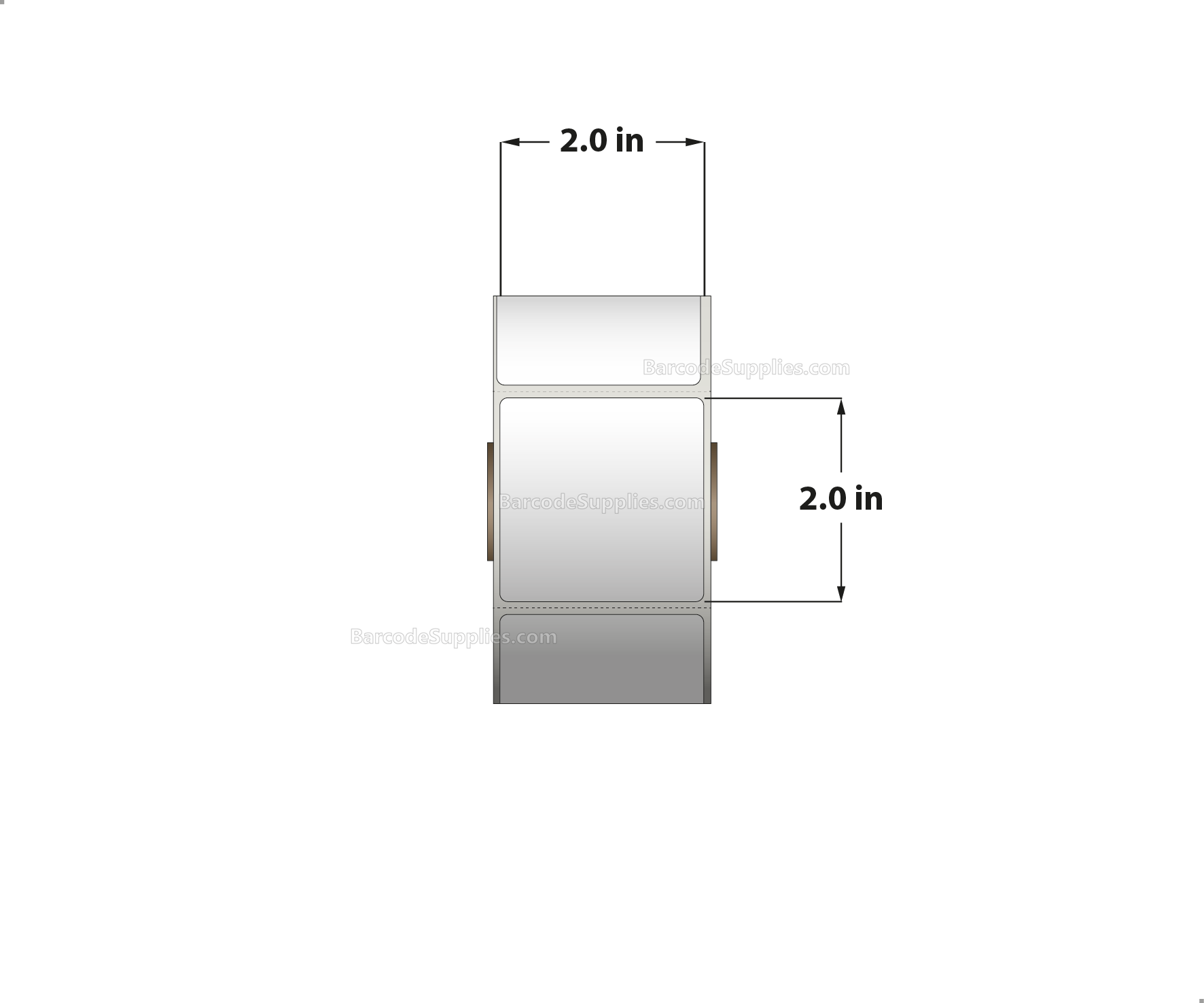 2 x 2 Direct Thermal White Labels With Acrylic Adhesive - Perforated - 735 Labels Per Roll - Carton Of 12 Rolls - 8820 Labels Total - MPN: RD-2-2-735-1