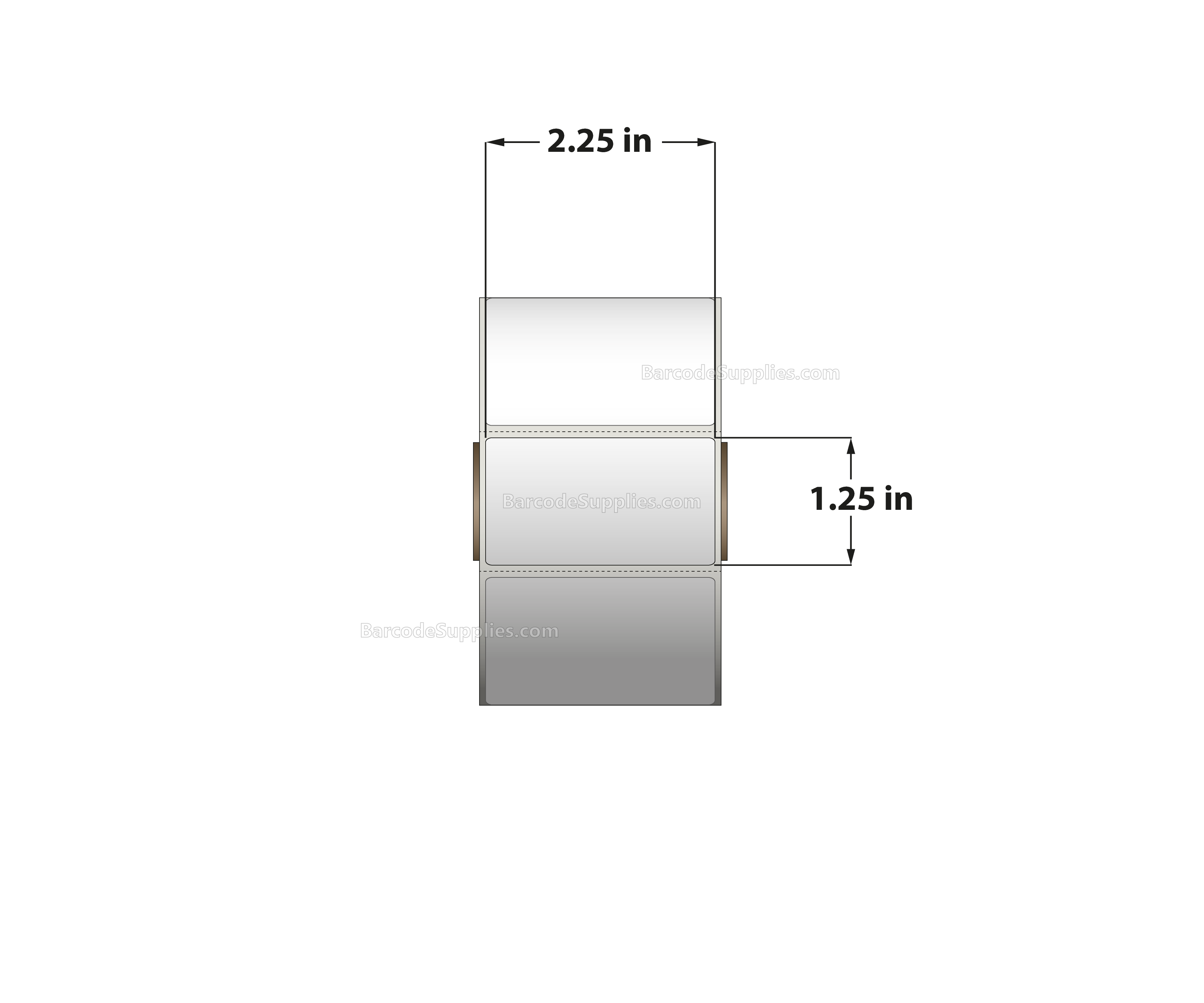 2.25 x 1.25 Direct Thermal White Labels With Acrylic Adhesive - Perforated - 1135 Labels Per Roll - Carton Of 12 Rolls - 13620 Labels Total - MPN: RDE-225-125-1135-1 - BarcodeSource, Inc.