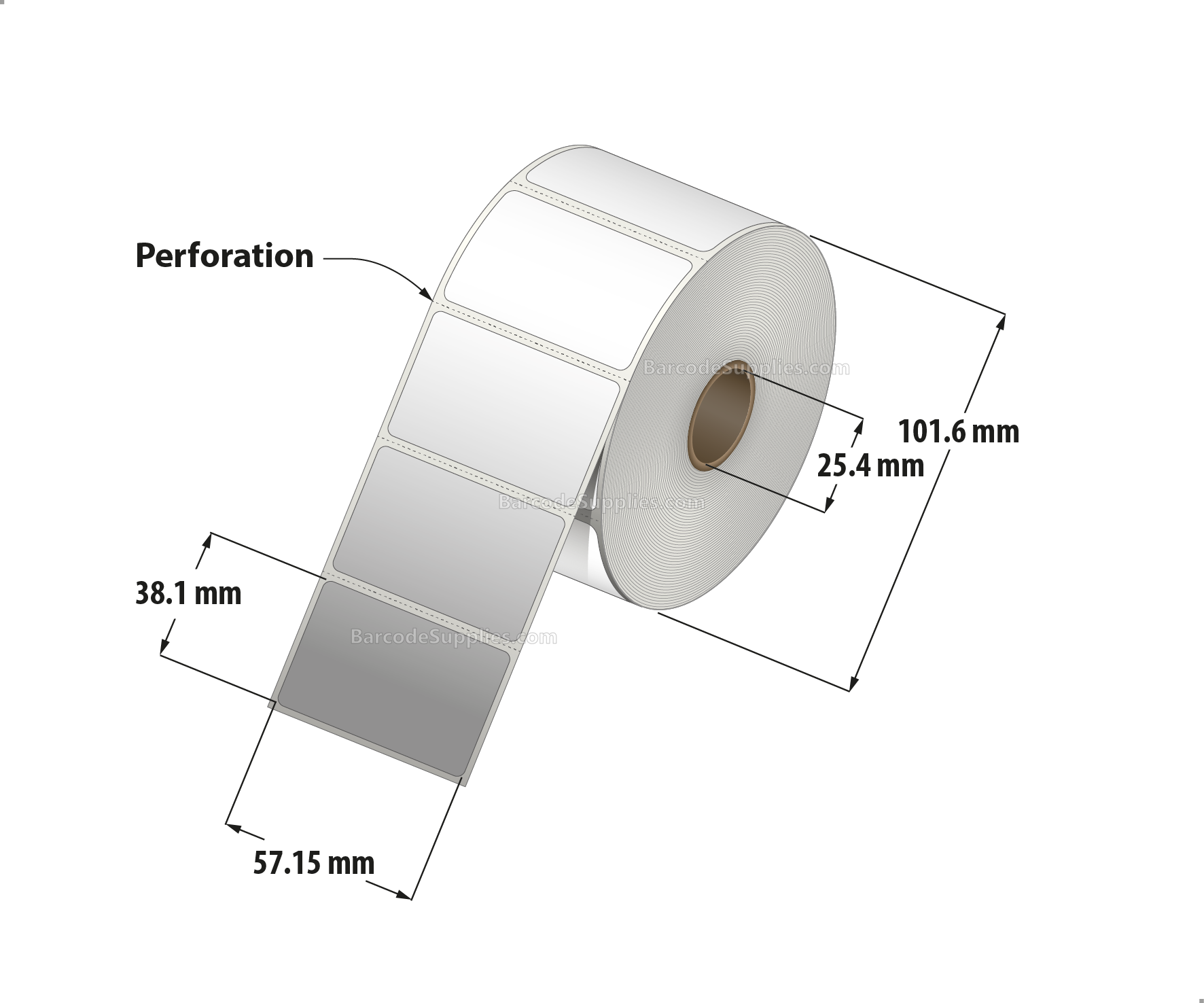 2.25 x 1.5 Direct Thermal White Labels With Rubber Adhesive - Perforated - 960 Labels Per Roll - Carton Of 12 Rolls - 11520 Labels Total - MPN: RDT4-225150-1P