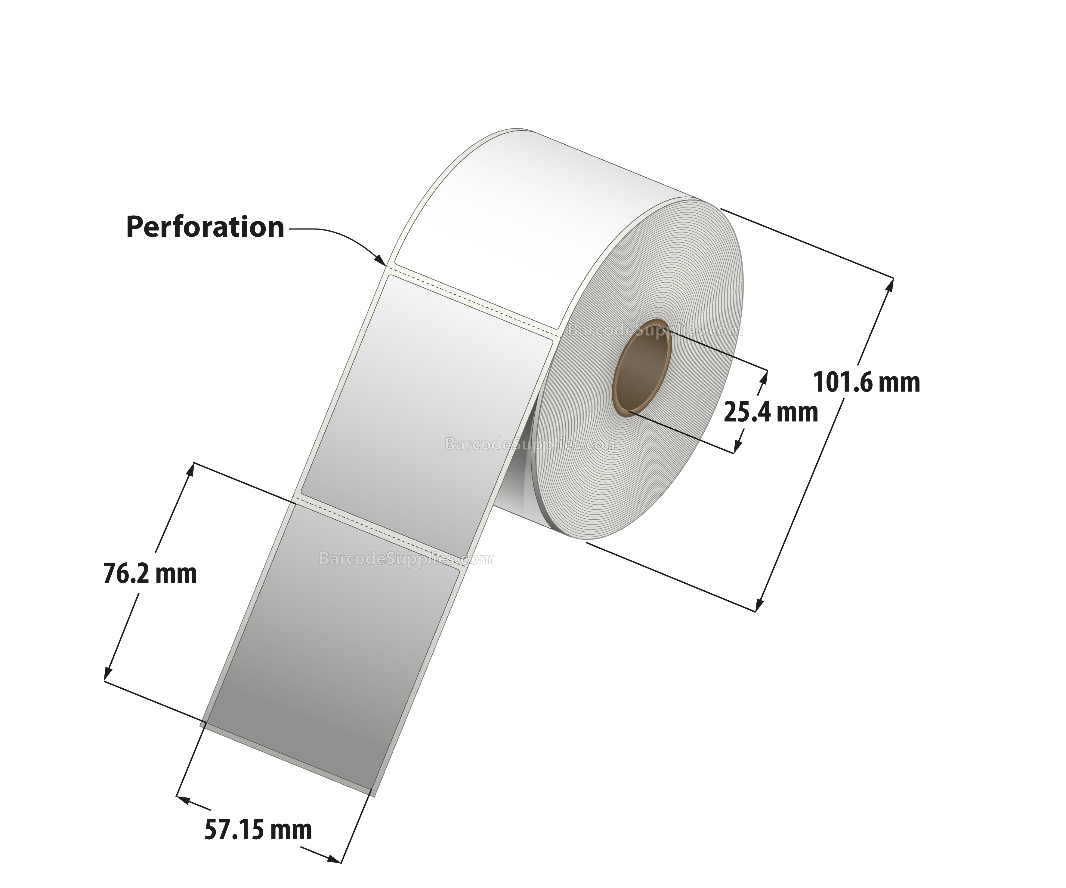 2.25 x 3 Direct Thermal White Labels With Acrylic Adhesive - Perforated - 500 Labels Per Roll - Carton Of 12 Rolls - 6000 Labels Total - MPN: RD-225-3-500-1 - BarcodeSource, Inc.