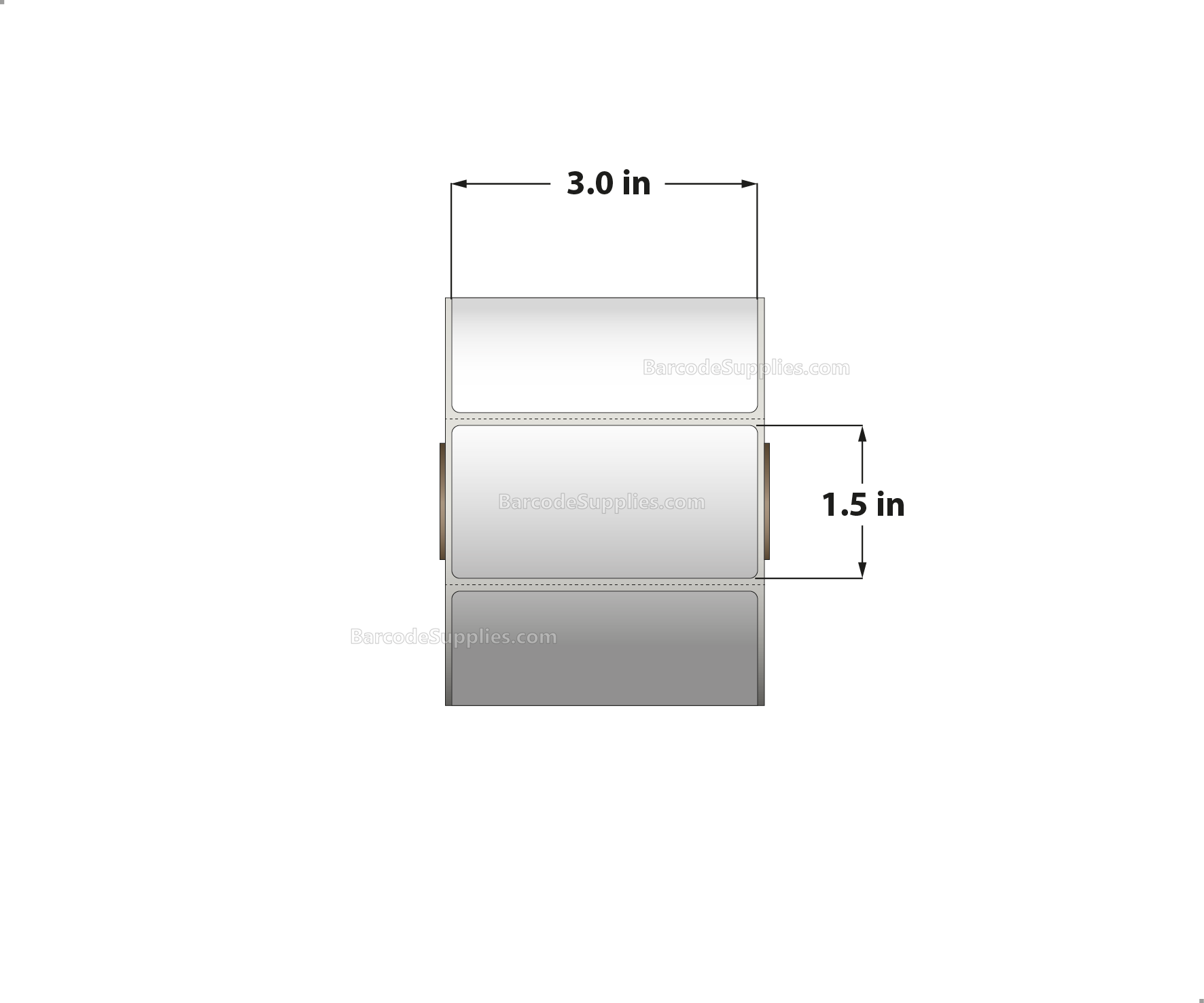3 x 1.5 Direct Thermal White Labels With Acrylic Adhesive - Perforated - 960 Labels Per Roll - Carton Of 12 Rolls - 11520 Labels Total - MPN: RD-3-15-960-1