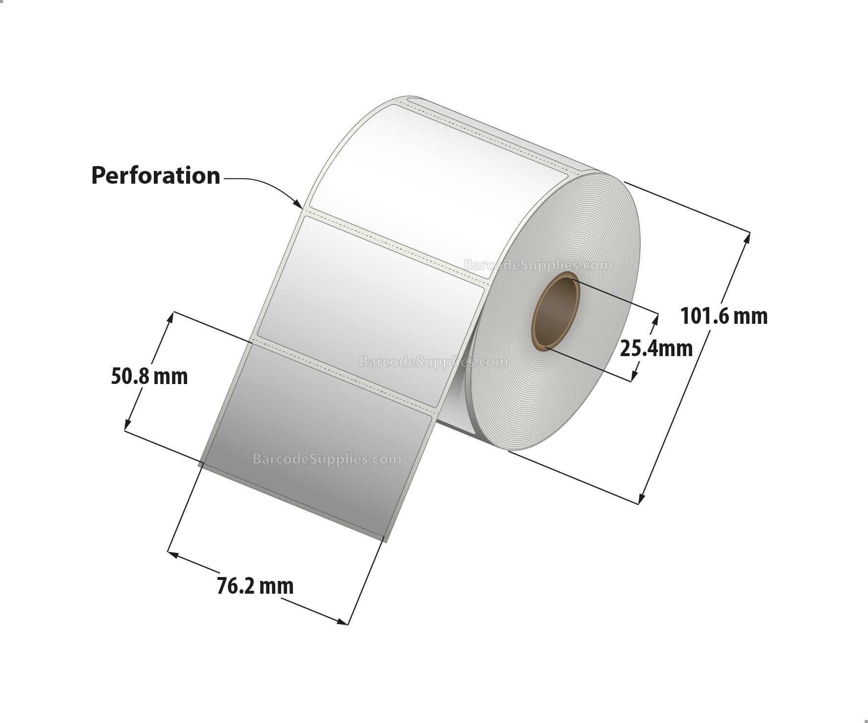 3 x 2 Direct Thermal White Labels With Rubber Adhesive - Perforated - 735 Labels Per Roll - Carton Of 12 Rolls - 8820 Labels Total - MPN: RDT4-300200-1P