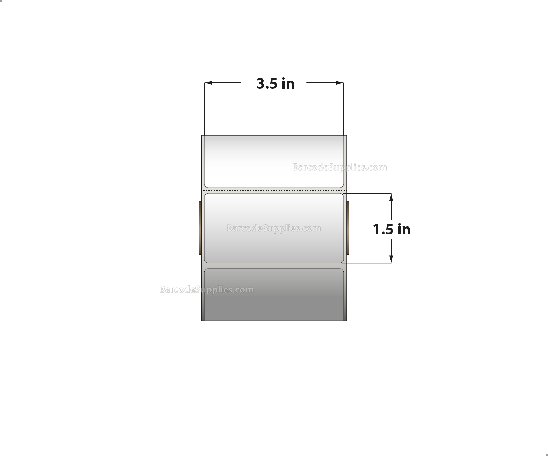 3.5 x 1.5 Direct Thermal White Labels With Acrylic Adhesive - Perforated - 960 Labels Per Roll - Carton Of 12 Rolls - 11520 Labels Total - MPN: RD-35-15-960-1