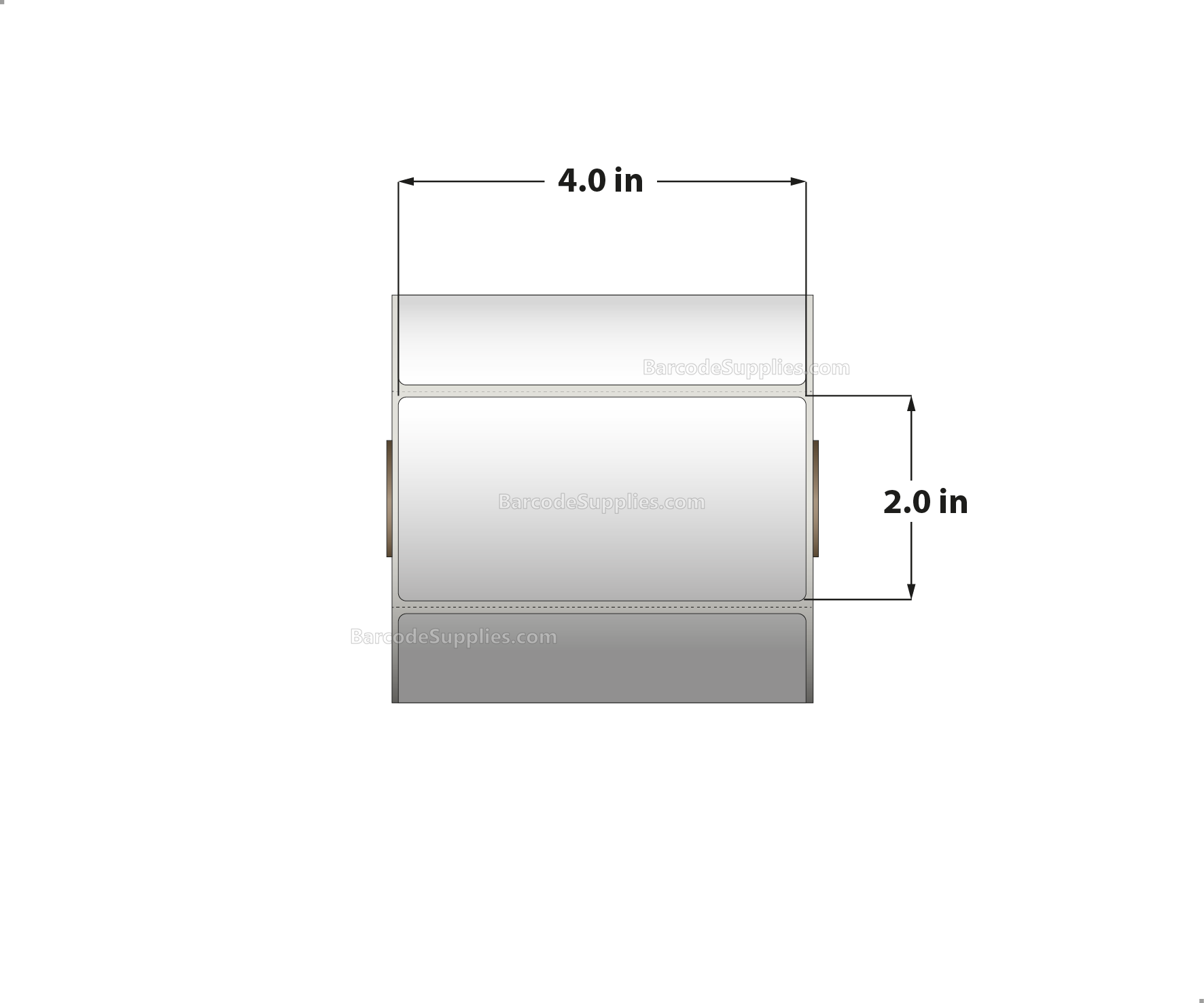 4 x 2 Direct Thermal White Labels With Permanent Acrylic Adhesive - Perforated - 735 Labels Per Roll - Carton Of 4 Rolls - 2940 Labels Total - MPN: DT42-14PDT
