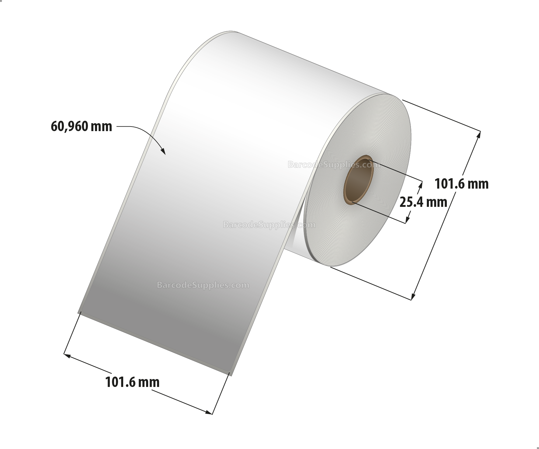 4 x 200' Direct Thermal White Labels With Acrylic Adhesive - Perforated - 1 Labels Per Roll - Carton Of 12 Rolls - 12 Labels Total - MPN: RD-4-200-1-1*