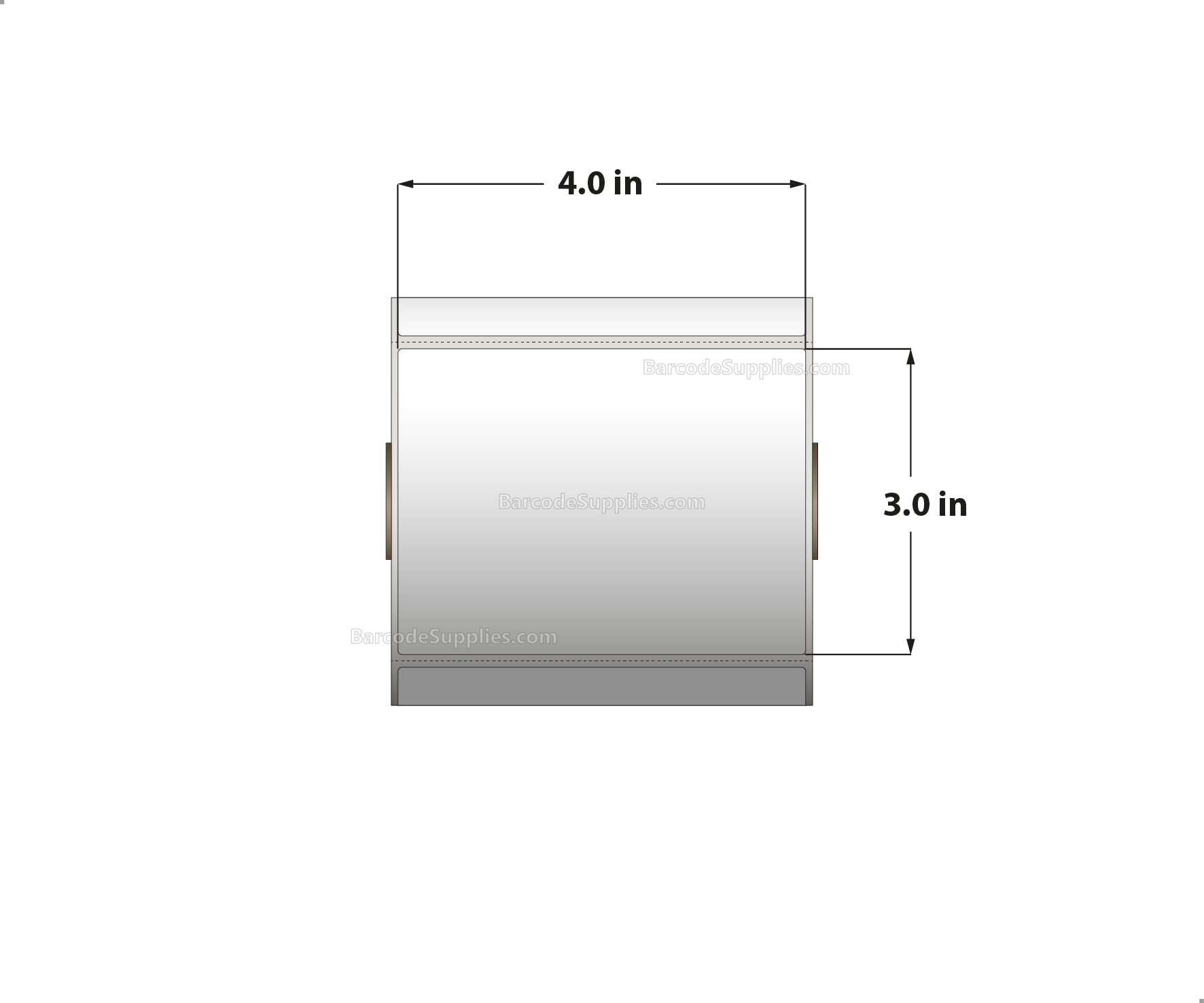 4 x 3 Thermal Transfer White Labels With Rubber Adhesive - Perforated - 500 Labels Per Roll - Carton Of 12 Rolls - 6000 Labels Total - MPN: RTT4-400300-1P