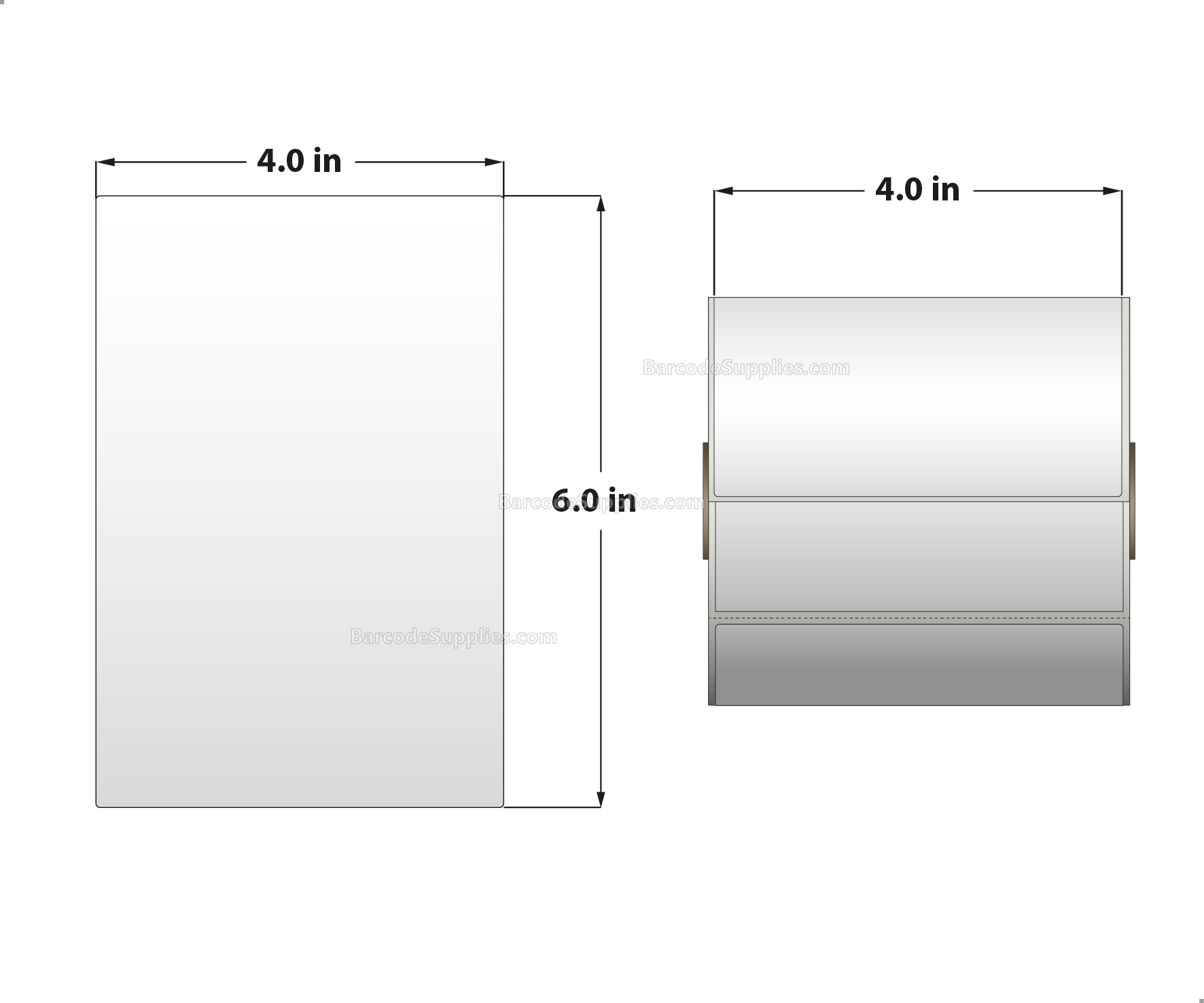 4 x 6 Thermal Transfer White Labels With Permanent Acrylic Adhesive - Perforated - 250 Labels Per Roll - Carton Of 4 Rolls - 1000 Labels Total - MPN: TH46-14PTT