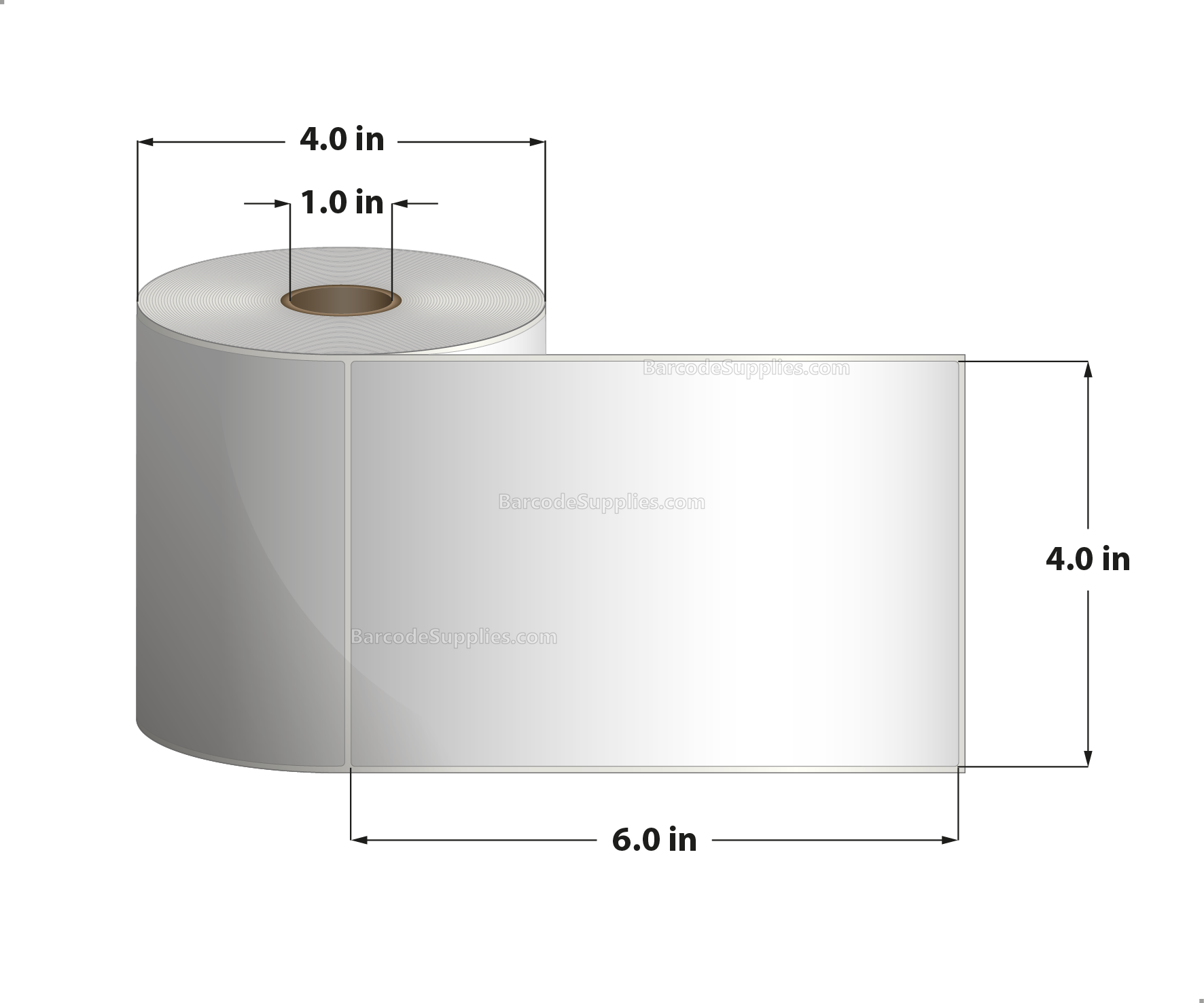 4 x 6 Direct Thermal White Labels With Rubber Adhesive - No Perforation - 250 Labels Per Roll - Carton Of 12 Rolls - 3000 Labels Total - MPN: RDT4-400600-1
