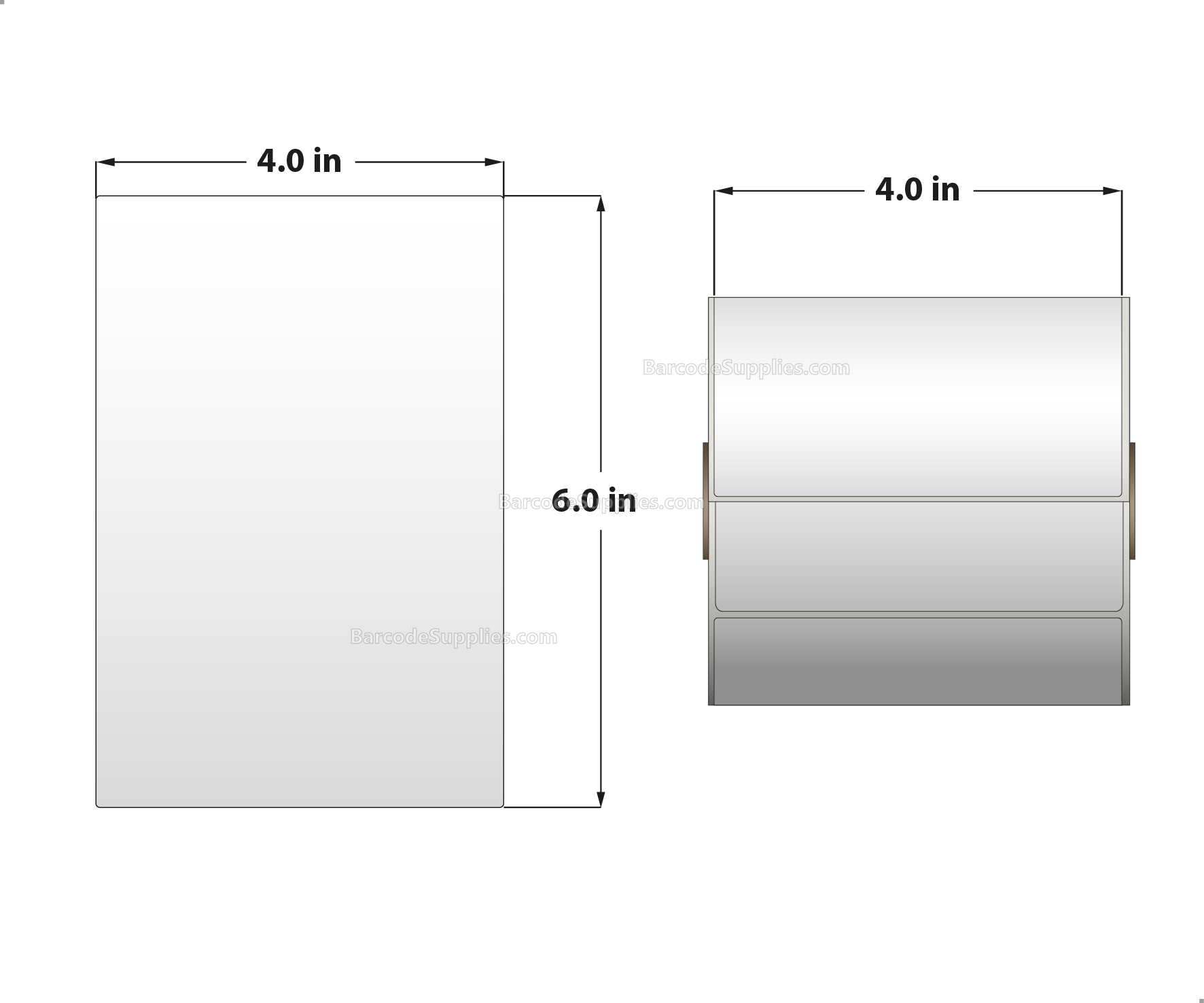 4 x 6 Direct Thermal White Labels With Rubber Adhesive - No Perforation - 250 Labels Per Roll - Carton Of 12 Rolls - 3000 Labels Total - MPN: RDT4-400600-1