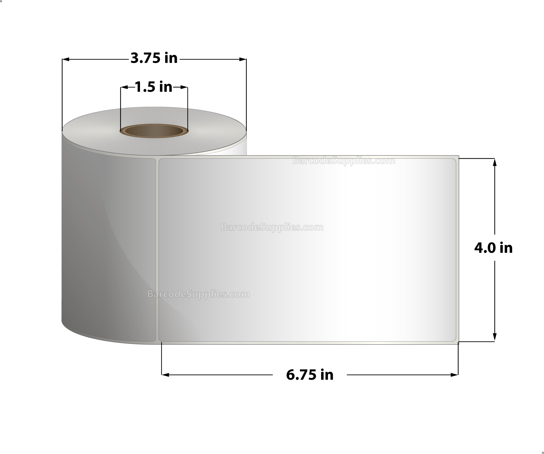 4 x 6.75 Direct Thermal White Labels With Acrylic Adhesive - No Perforation - 250 Labels Per Roll - Carton Of 12 Rolls - 3000 Labels Total - MPN: RPS-4-675-250-15-NP