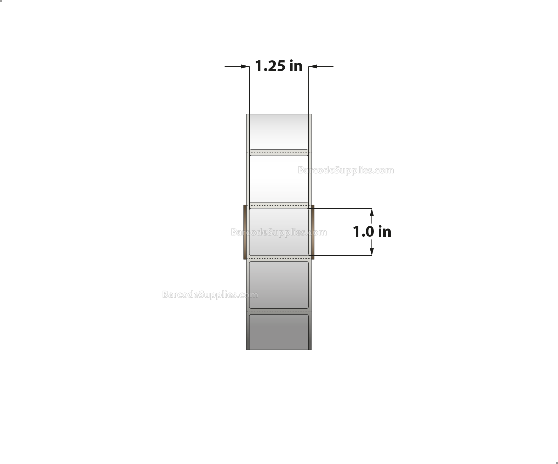 1.25 x 1 Thermal Transfer White Labels With Permanent Acrylic Adhesive - Perforated - 2300 Labels Per Roll - Carton Of 4 Rolls - 9200 Labels Total - MPN: TH1251-15PTT