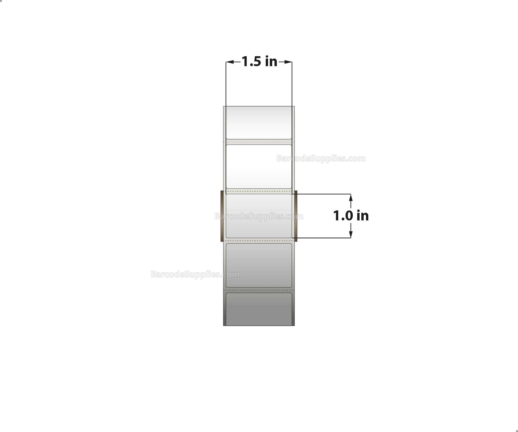 1.5 x 1 Direct Thermal White Labels With Permanent Acrylic Adhesive - Perforated - 2300 Labels Per Roll - Carton Of 4 Rolls - 9200 Labels Total - MPN: DT151-15PDT