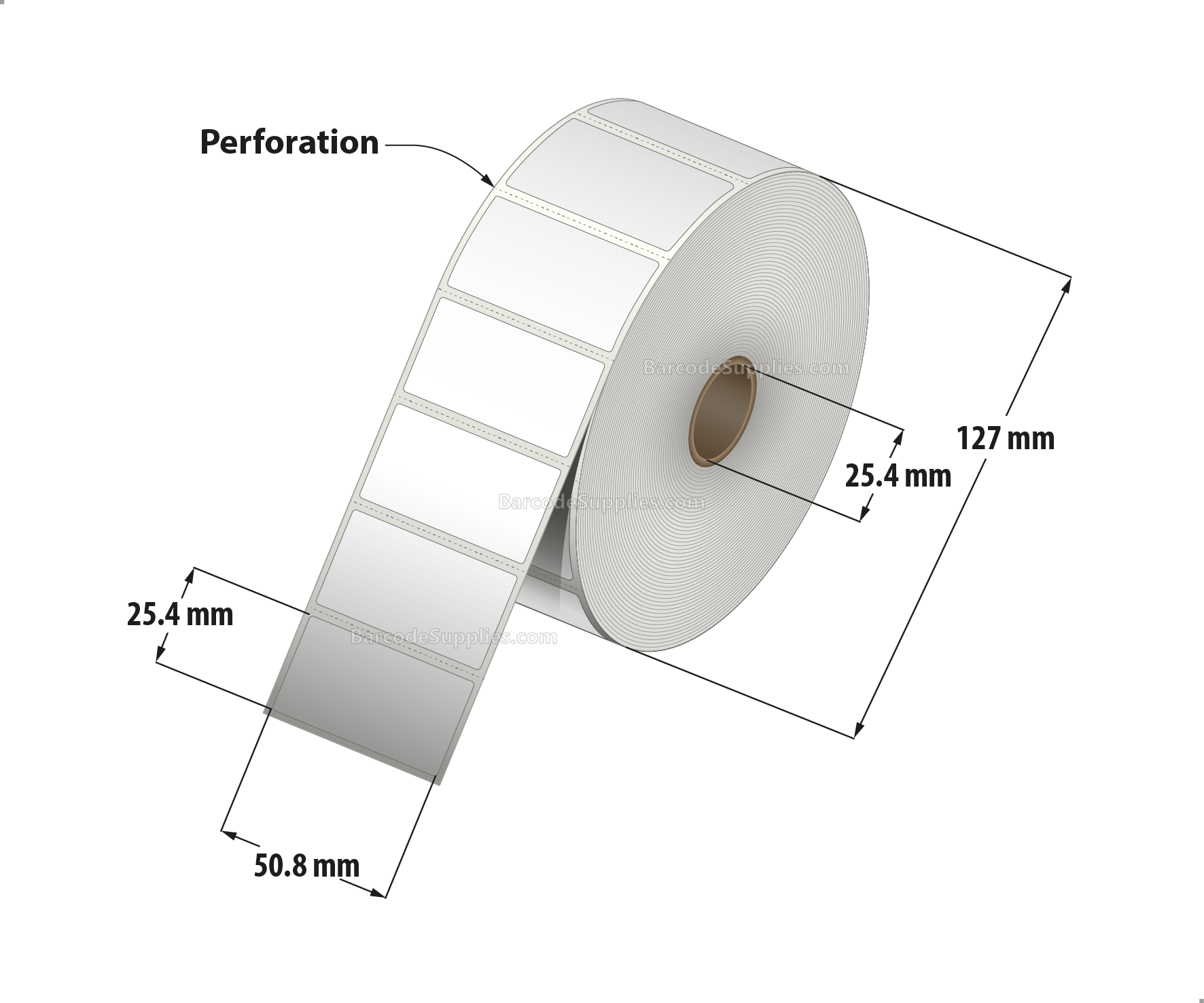 2 x 1 Direct Thermal White Labels With Permanent Acrylic Adhesive - Perforated - 2300 Labels Per Roll - Carton Of 4 Rolls - 9200 Labels Total - MPN: DT21-15PDT