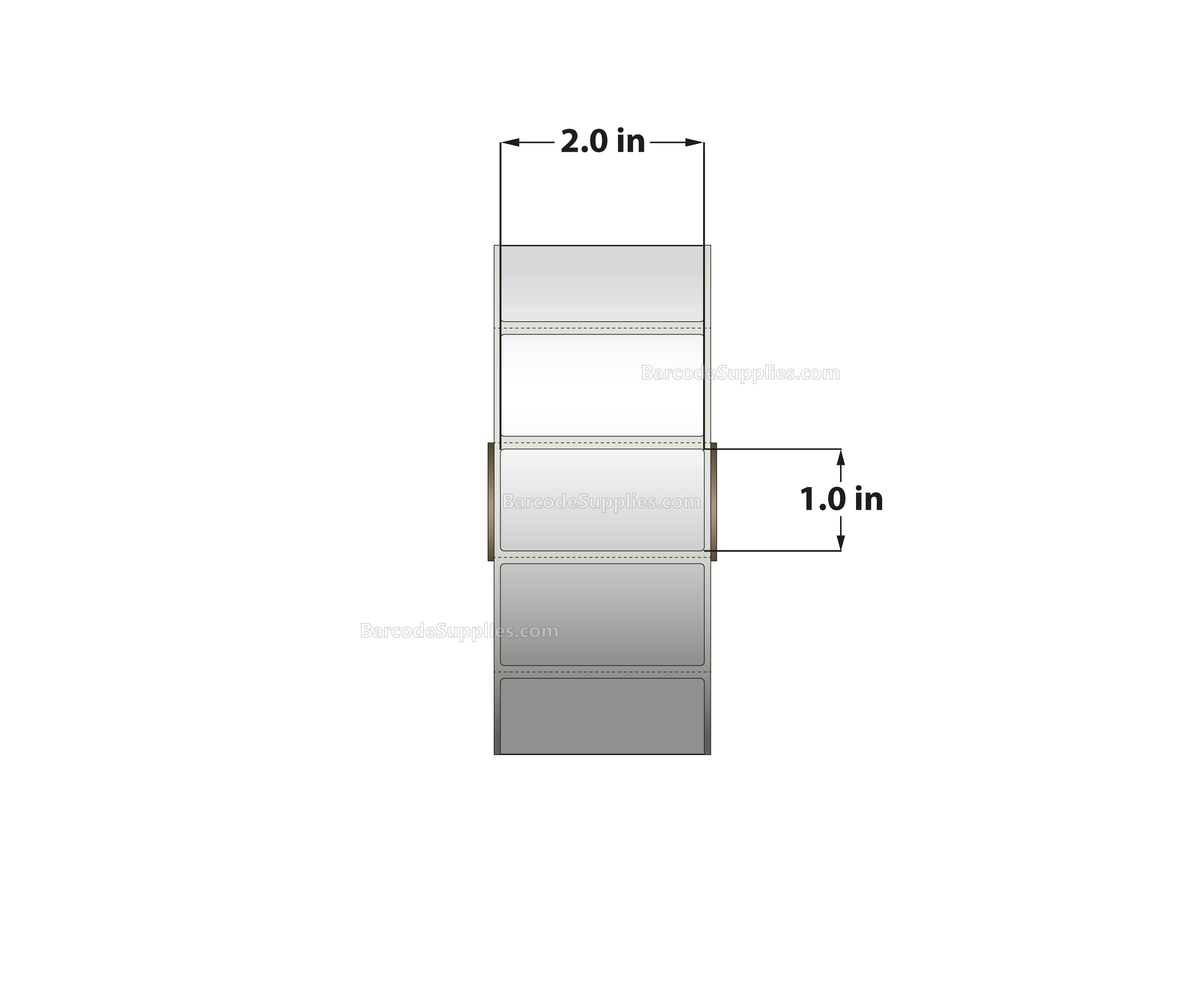 2 x 1 Thermal Transfer White Labels With Permanent Adhesive - Perforated - 2500 Labels Per Roll - Carton Of 12 Rolls - 30000 Labels Total - MPN: RT-2-1-2500-1 - BarcodeSource, Inc.