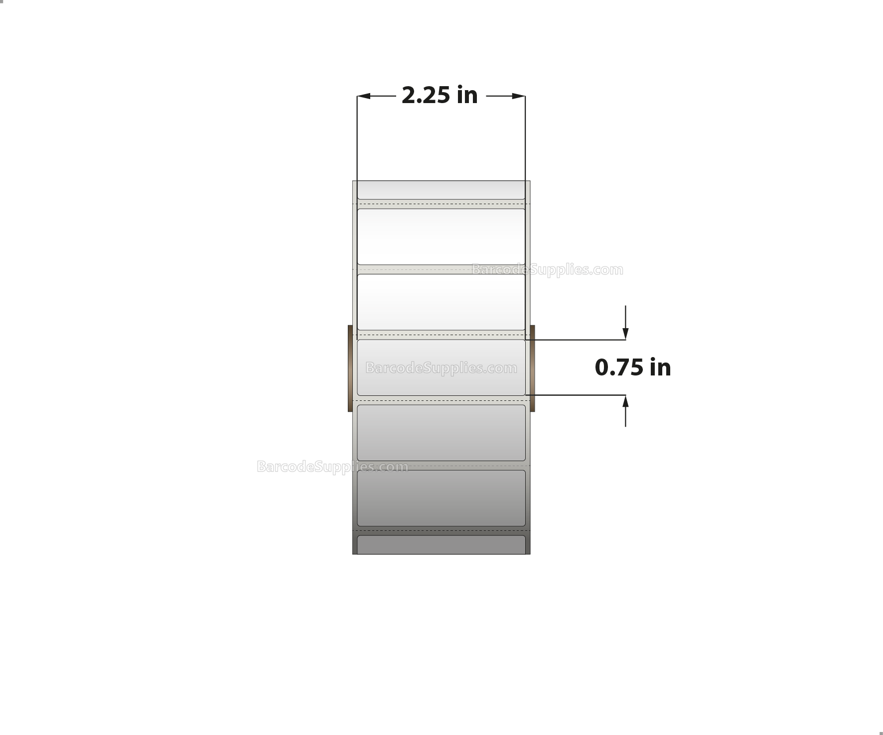 2.25 x 0.75 Direct Thermal White Labels With Permanent Acrylic Adhesive - Perforated - 3000 Labels Per Roll - Carton Of 4 Rolls - 12000 Labels Total - MPN: DT22575-15PDT