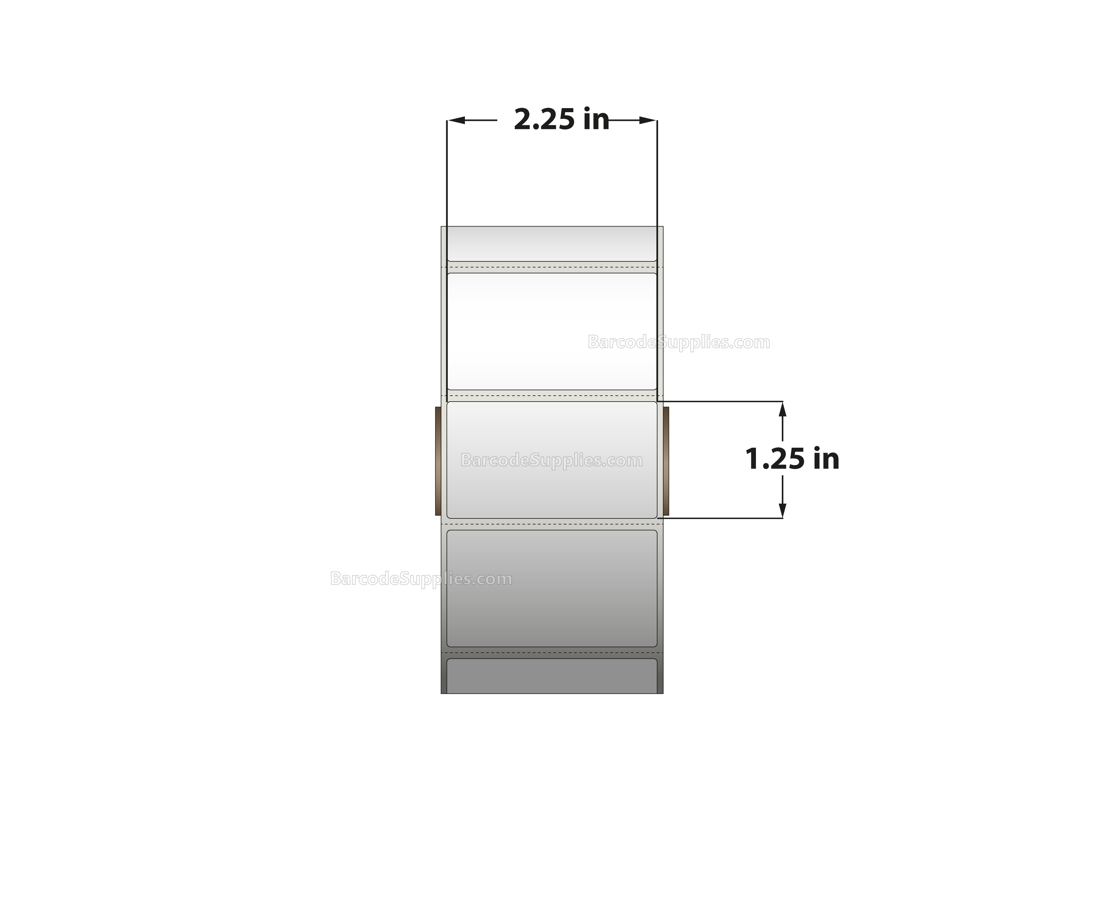 2.25 x 1.25 Direct Thermal White Labels With Acrylic Adhesive - Perforated - 2100 Labels Per Roll - Carton Of 12 Rolls - 25200 Labels Total - MPN: RD-225-125-2100-1 - BarcodeSource, Inc.