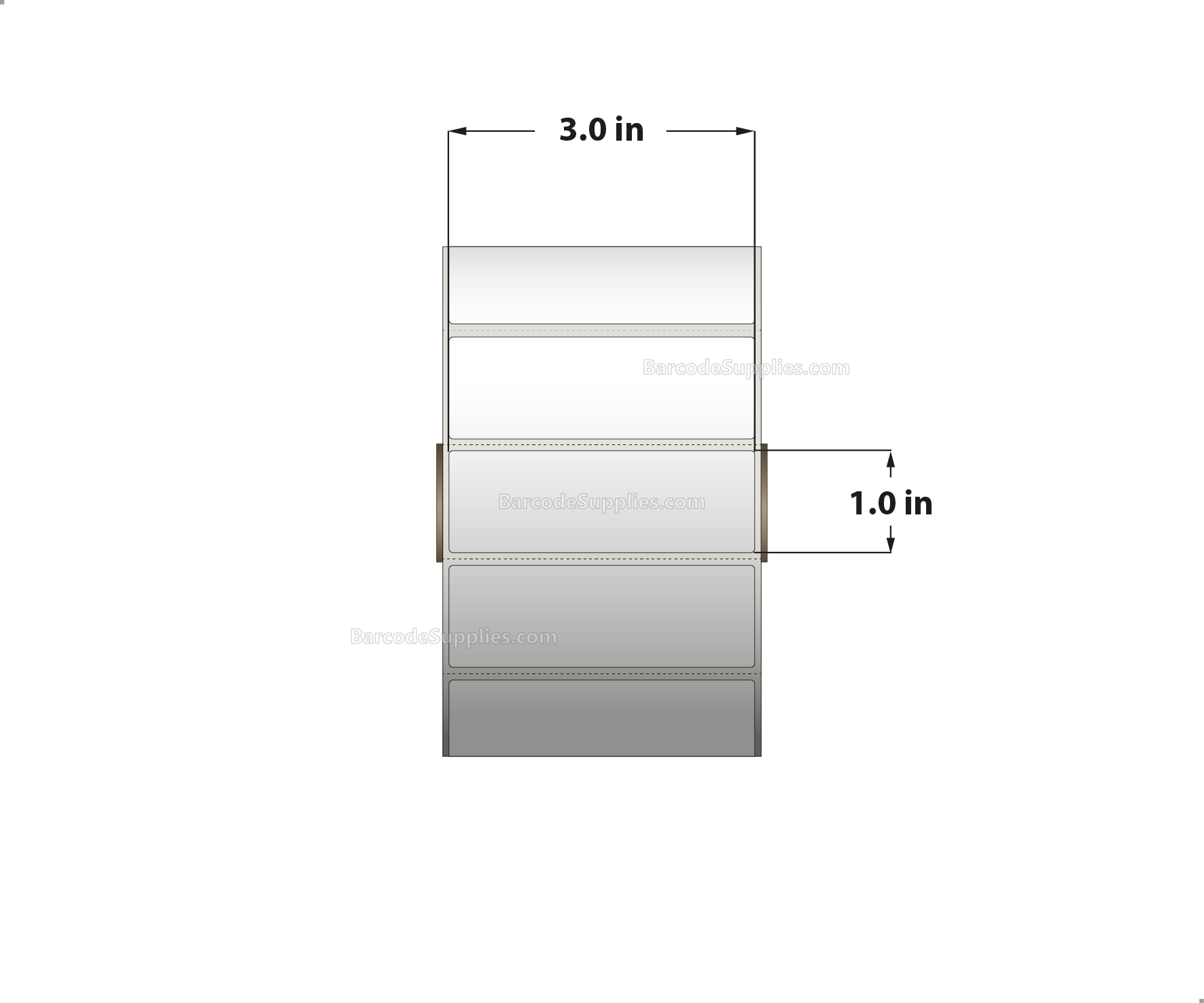 3 x 1 Direct Thermal White Labels With Rubber Adhesive - Perforated - 2340 Labels Per Roll - Carton Of 12 Rolls - 28080 Labels Total - MPN: RDT5-300100-1P