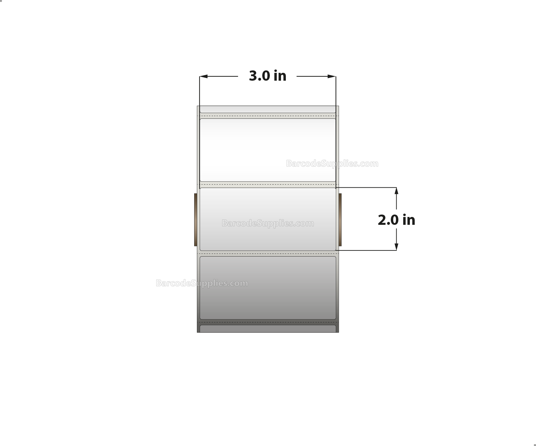 3 x 2 Thermal Transfer White Labels With Permanent Acrylic Adhesive - Perforated - 1240 Labels Per Roll - Carton Of 4 Rolls - 4960 Labels Total - MPN: TH32-15PTT