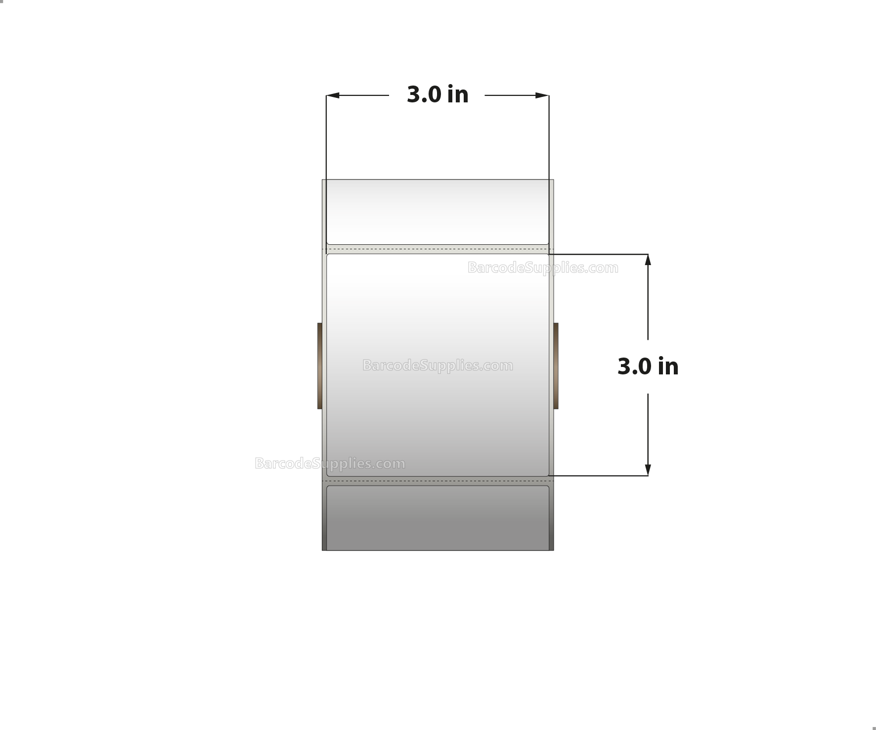 3 x 3 Thermal Transfer White Labels With Permanent Acrylic Adhesive - Perforated - 850 Labels Per Roll - Carton Of 4 Rolls - 3400 Labels Total - MPN: TH33-15PTT