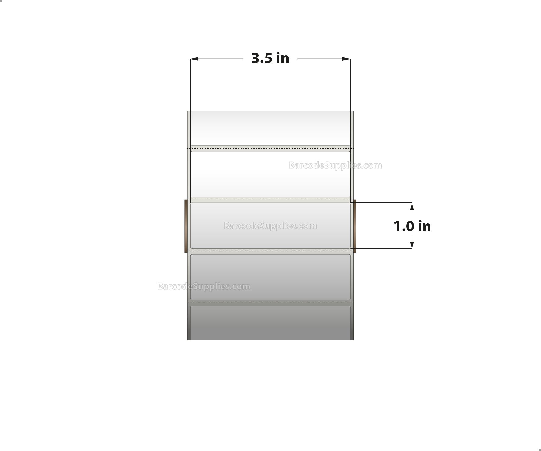 3.5 x 1 Thermal Transfer White Labels With Permanent Acrylic Adhesive - Perforated - 2300 Labels Per Roll - Carton Of 4 Rolls - 9200 Labels Total - MPN: TH351-15PTT