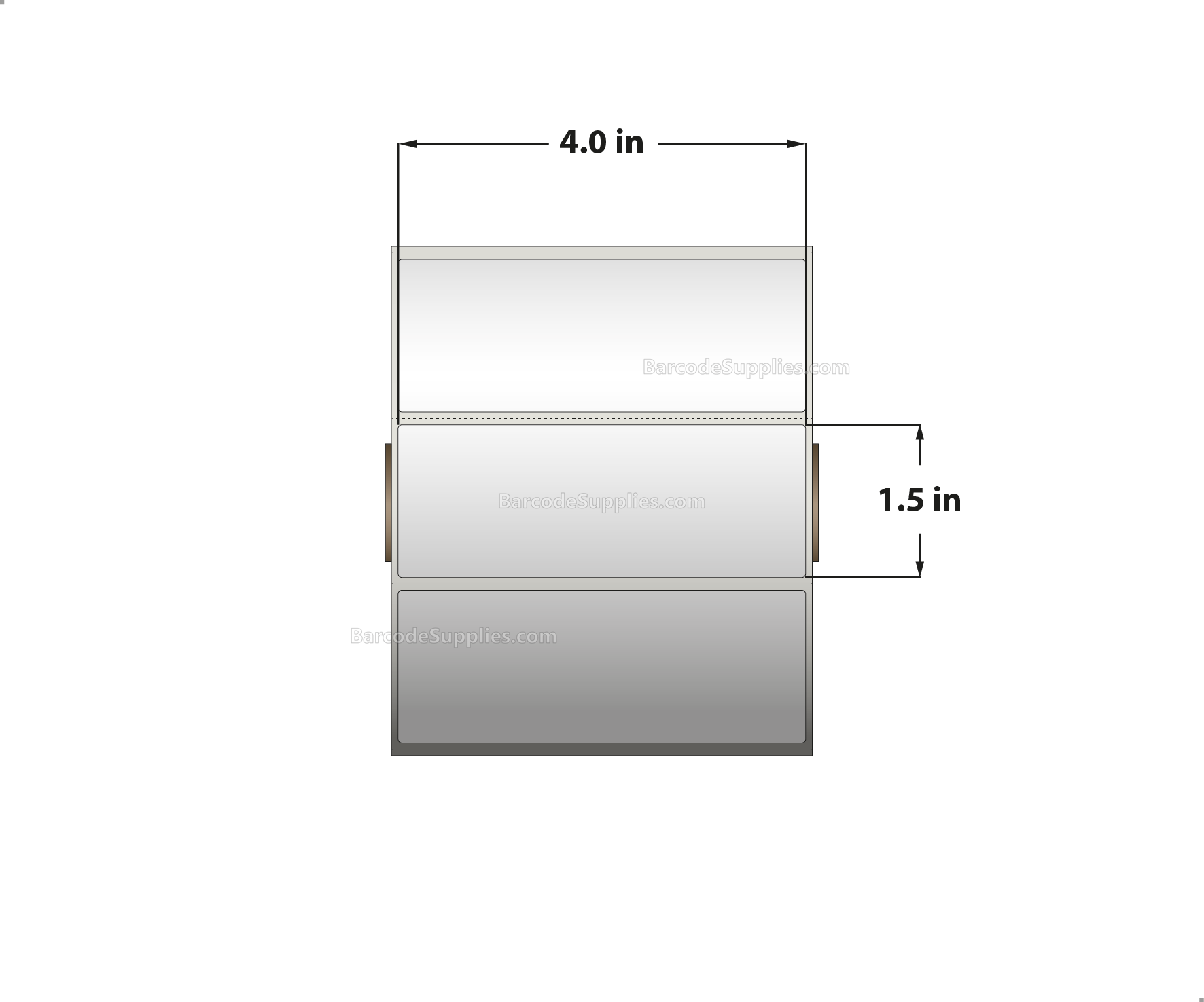 4 x 1.5 Direct Thermal White Labels With Permanent Acrylic Adhesive - Perforated - 1620 Labels Per Roll - Carton Of 4 Rolls - 6480 Labels Total - MPN: DT415-15PDT